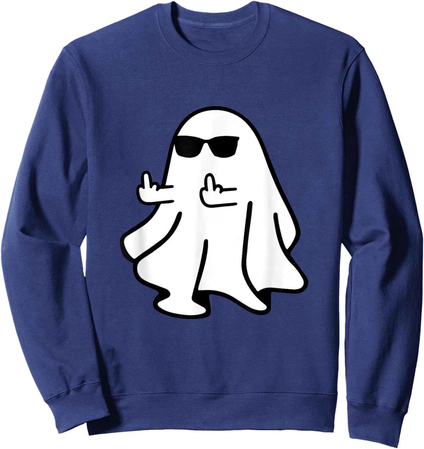 Cute Ghost Middle Finger Halloween Shirt Costume Funny Sweatshirt - Sweatshirt | Navy