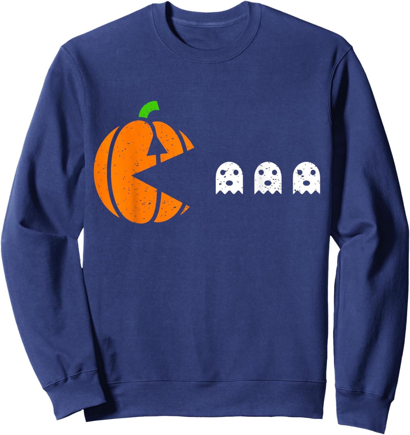 Halloween Gamer Pumpkin Eating Ghost Costume Men Boys Kids Sweatshirt - Sweatshirt | Navy