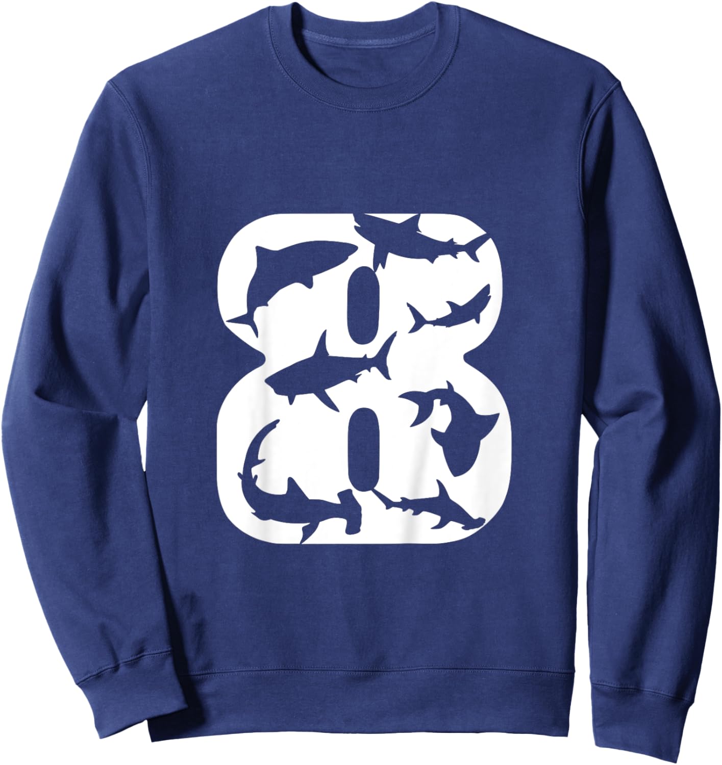 Shark 8th Birthday Under Sea 8 Year Old Birthday Party Theme Sweatshirt - Sweatshirt | Navy