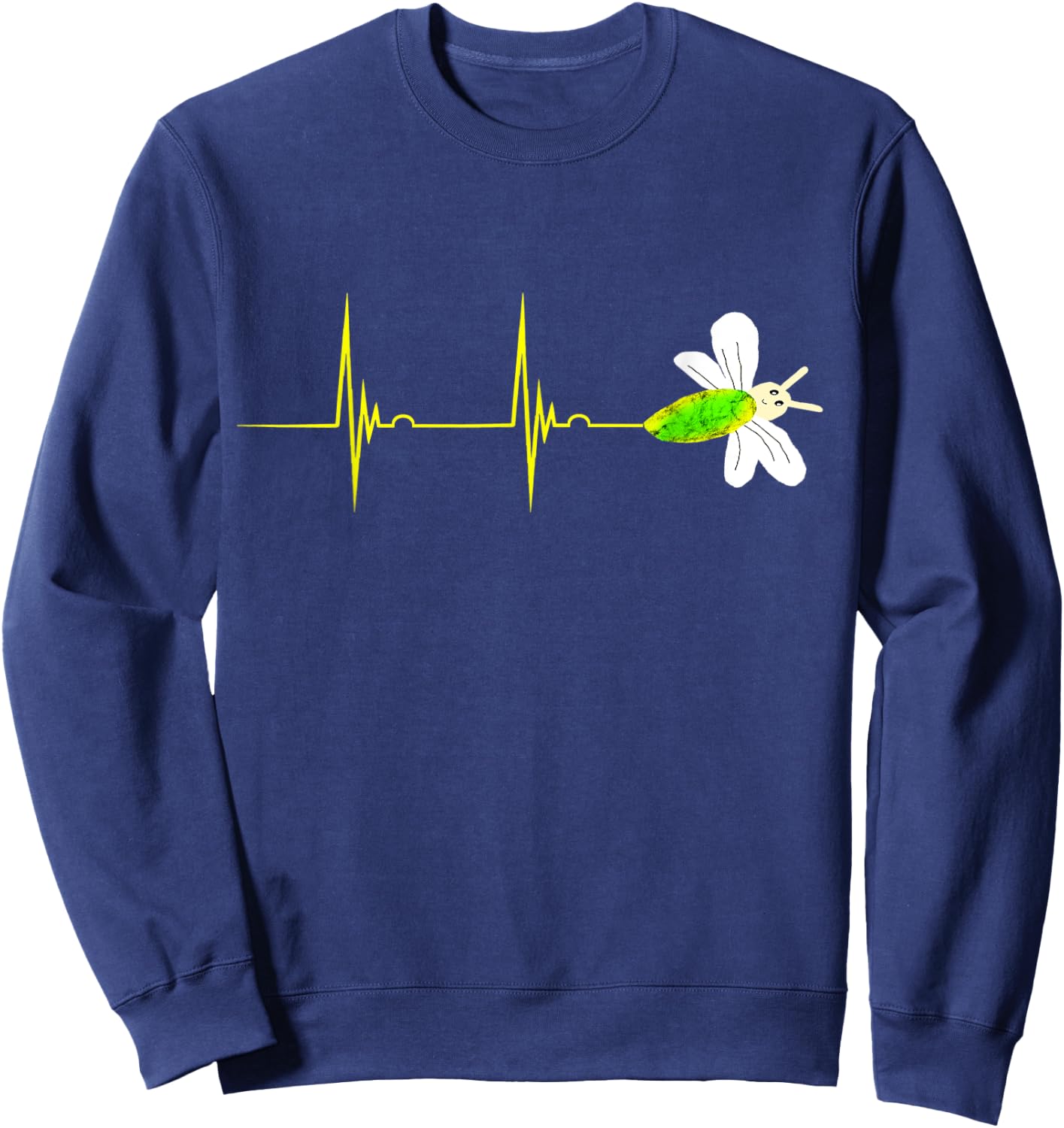 Firefly Heartbeat EKG Pulseline Insect Bug Lightning Sweatshirt - Sweatshirt | Navy