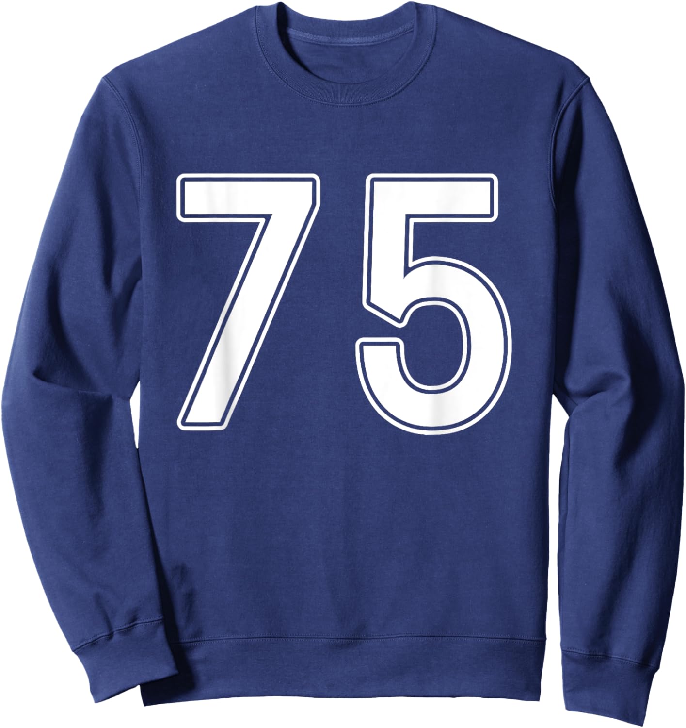Number #75 White Sports Number Sweatshirt - Sweatshirt | Navy