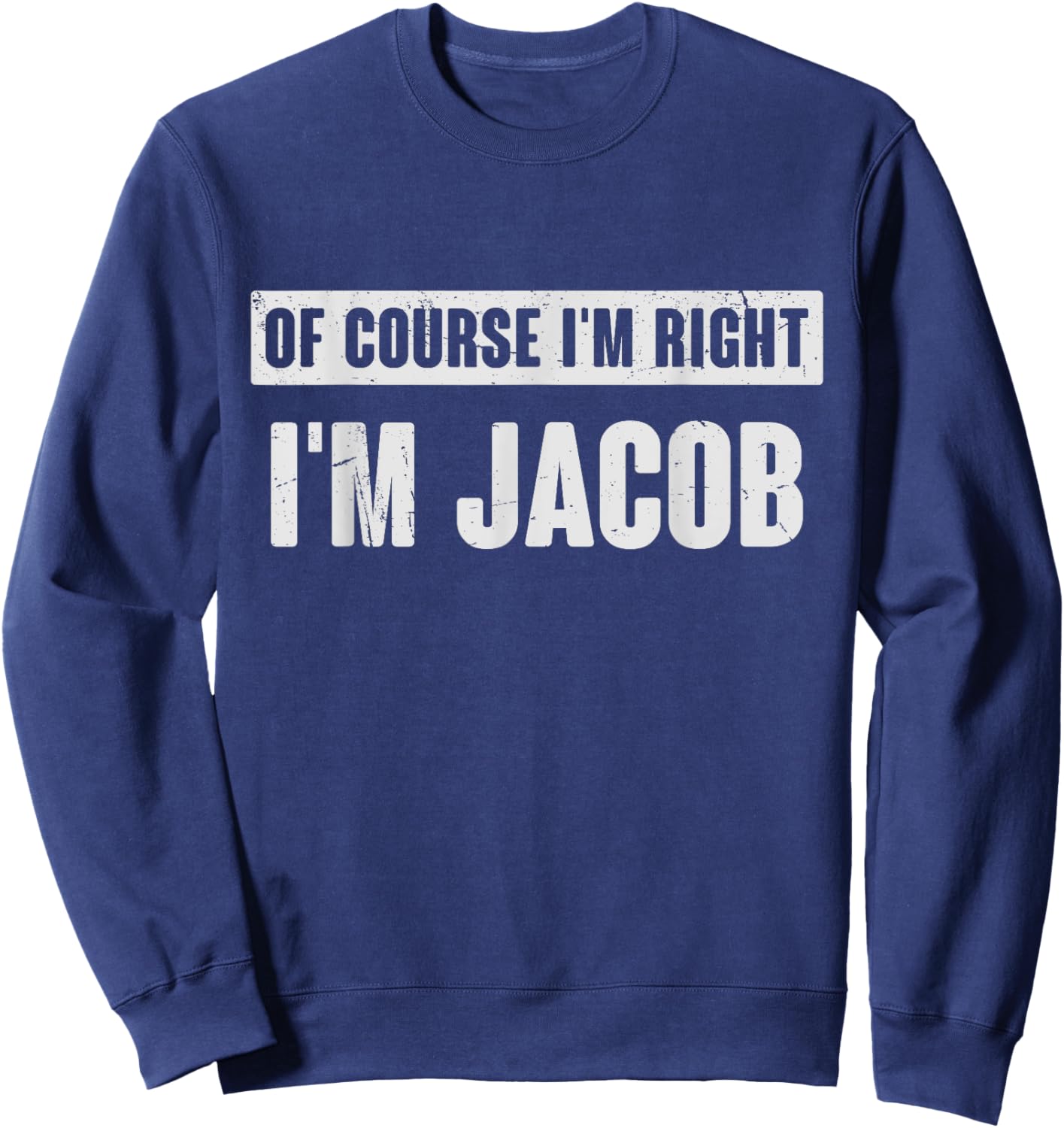 Christmas Birthday Gifts For Jacob - Funny Jacob Name Gift - Men's Black Small Retro Letter Print Short Sleeve Sweatshirt - Sweatshirt | Navy