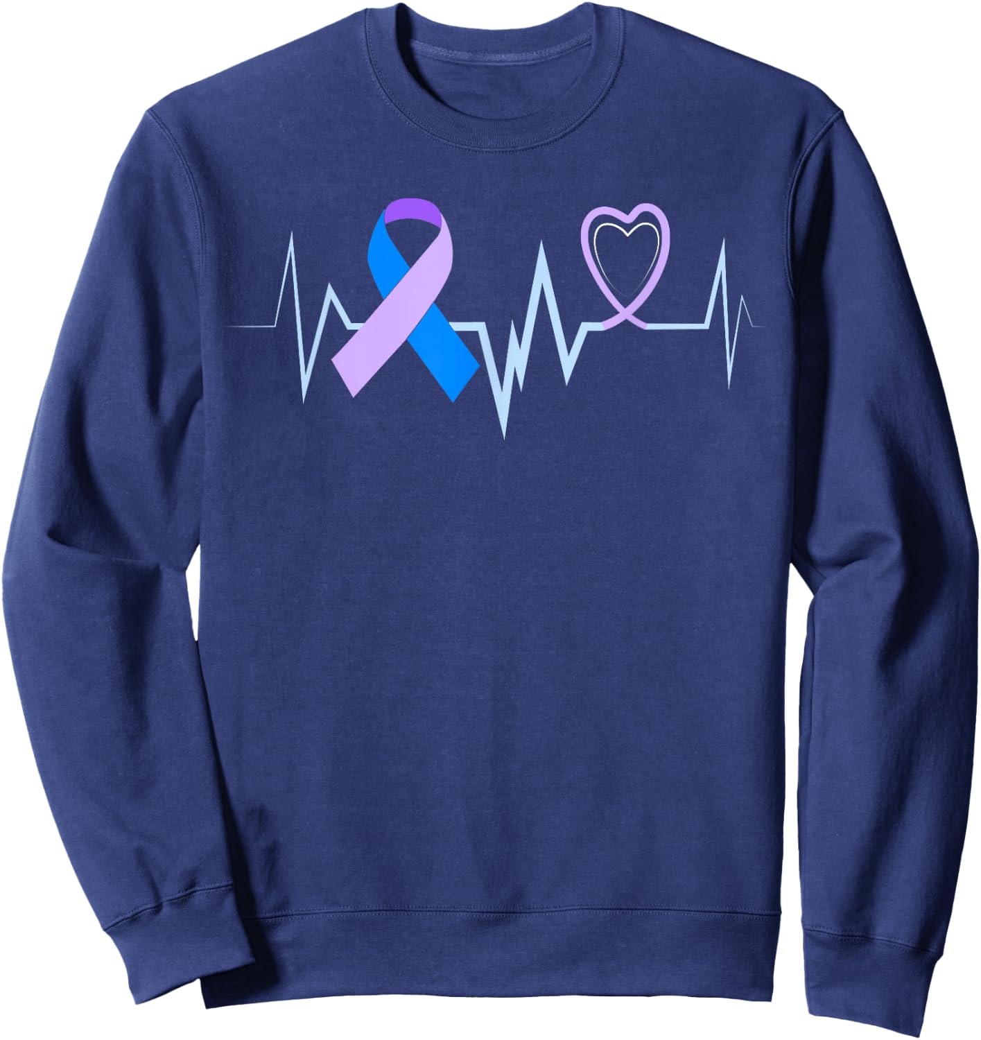 Heartbeat Ribbon Preeclampsia Shirt Preeclampsia Awareness Sweatshirt - Sweatshirt | Navy