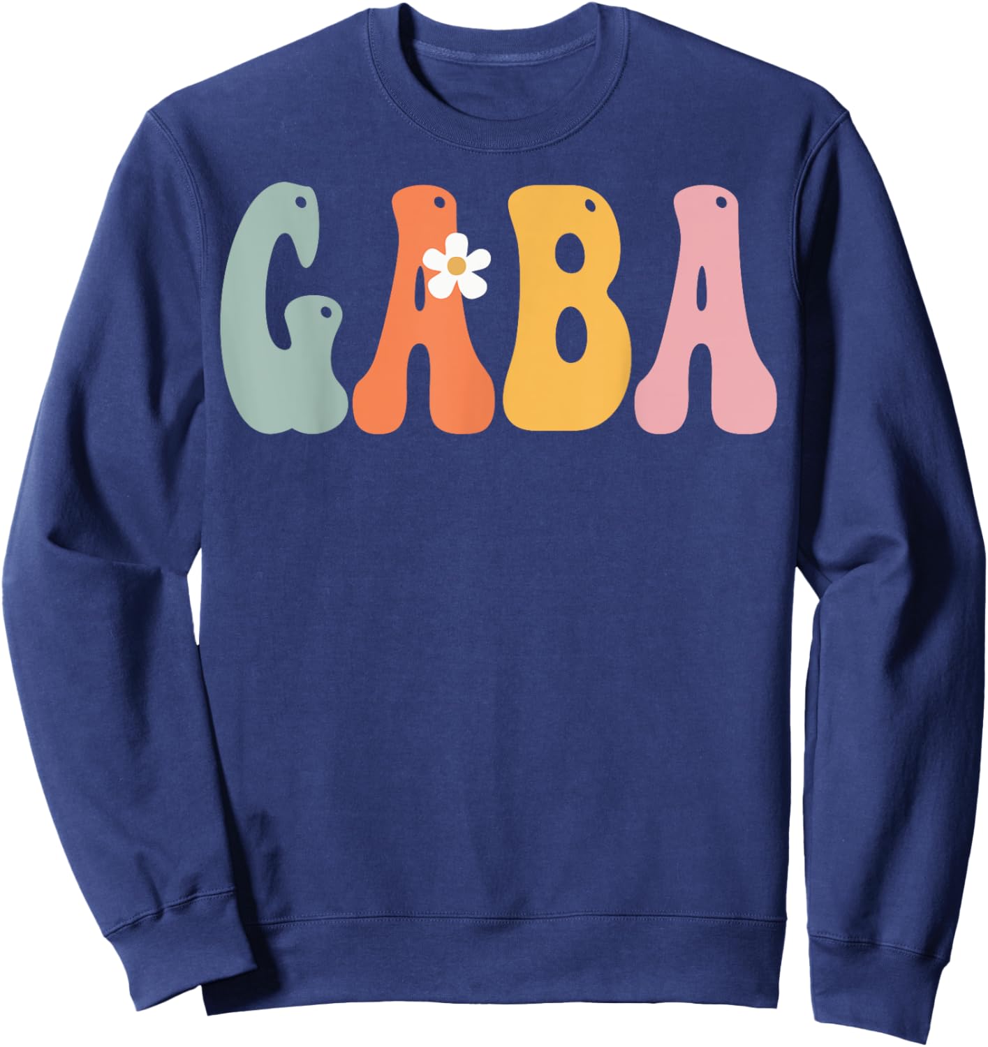 GABA Retro Groovy Print Mom Cute Mother's Day Funny Grandma Sweatshirt - Sweatshirt | Navy
