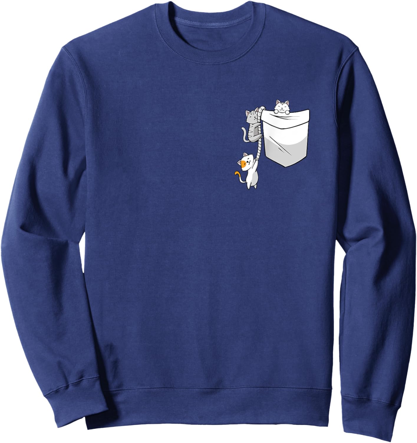 Cat In Pocket Kitten Lover Cute Kitty Feline Pet Owner Women Kids Sweatshirt - Sweatshirt | Navy