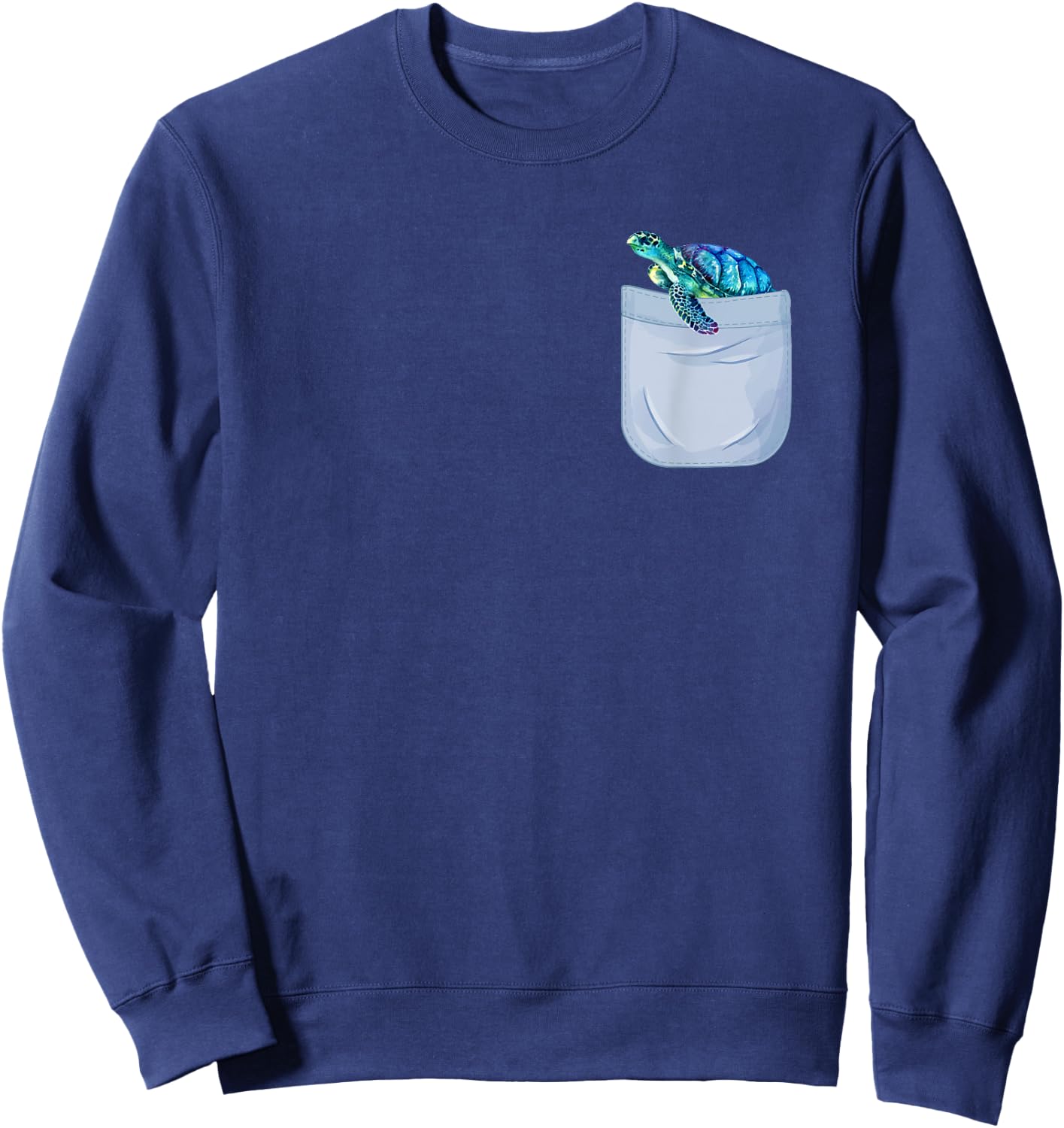 Turtles in pocket Gift Watercolor Sea Ocean Pet Turtles Sweatshirt - Sweatshirt | Navy