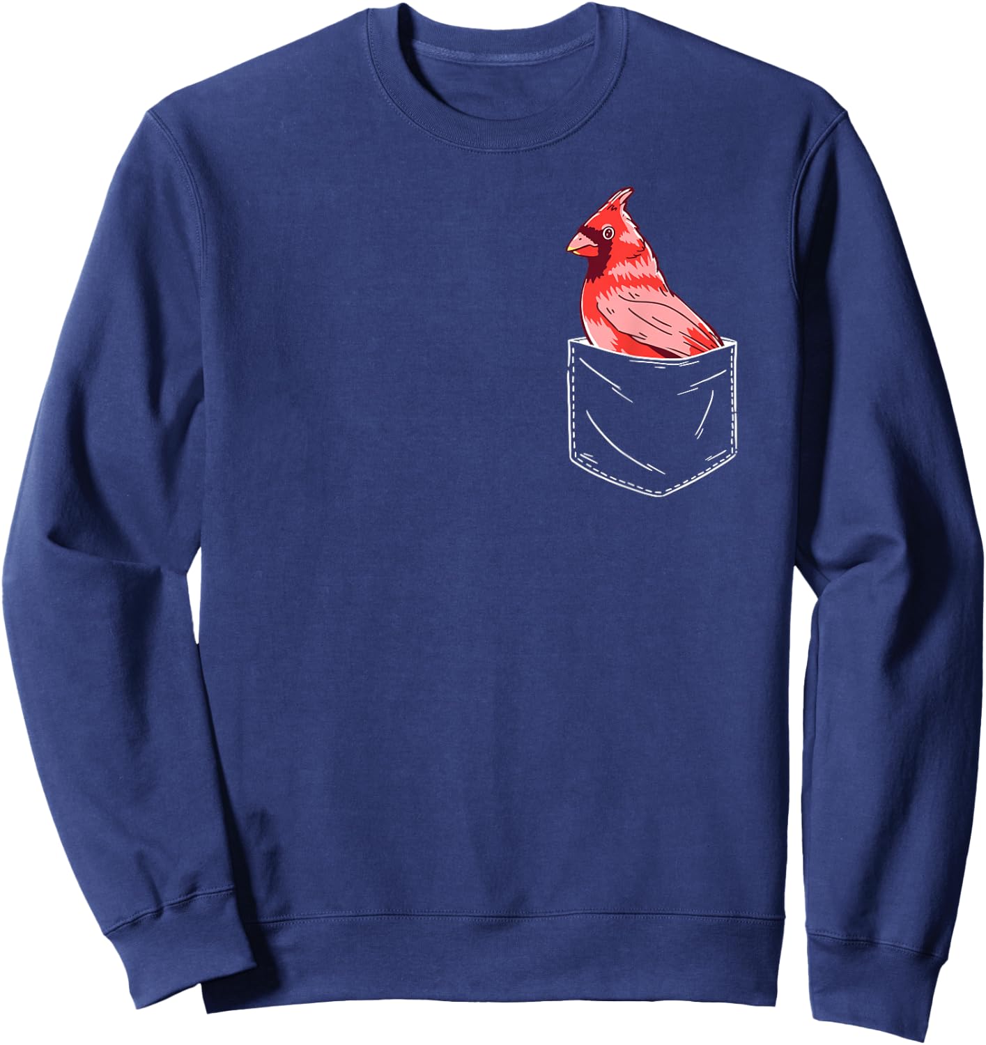 Cardinal Bird Red Cardinal Pocket Sweatshirt - Sweatshirt | Navy