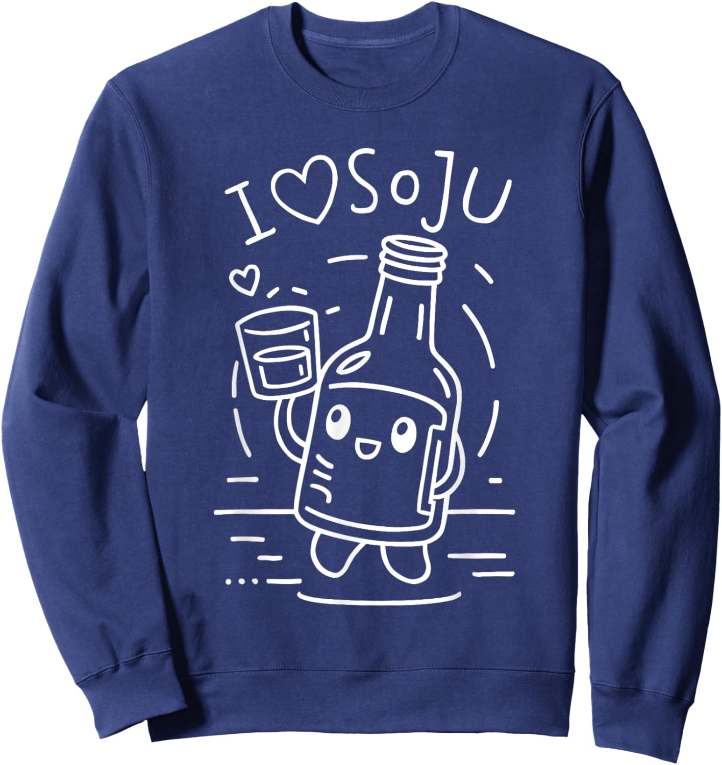 I Love Soju Korean Food Adorable Drink Sweatshirt - Sweatshirt | Navy