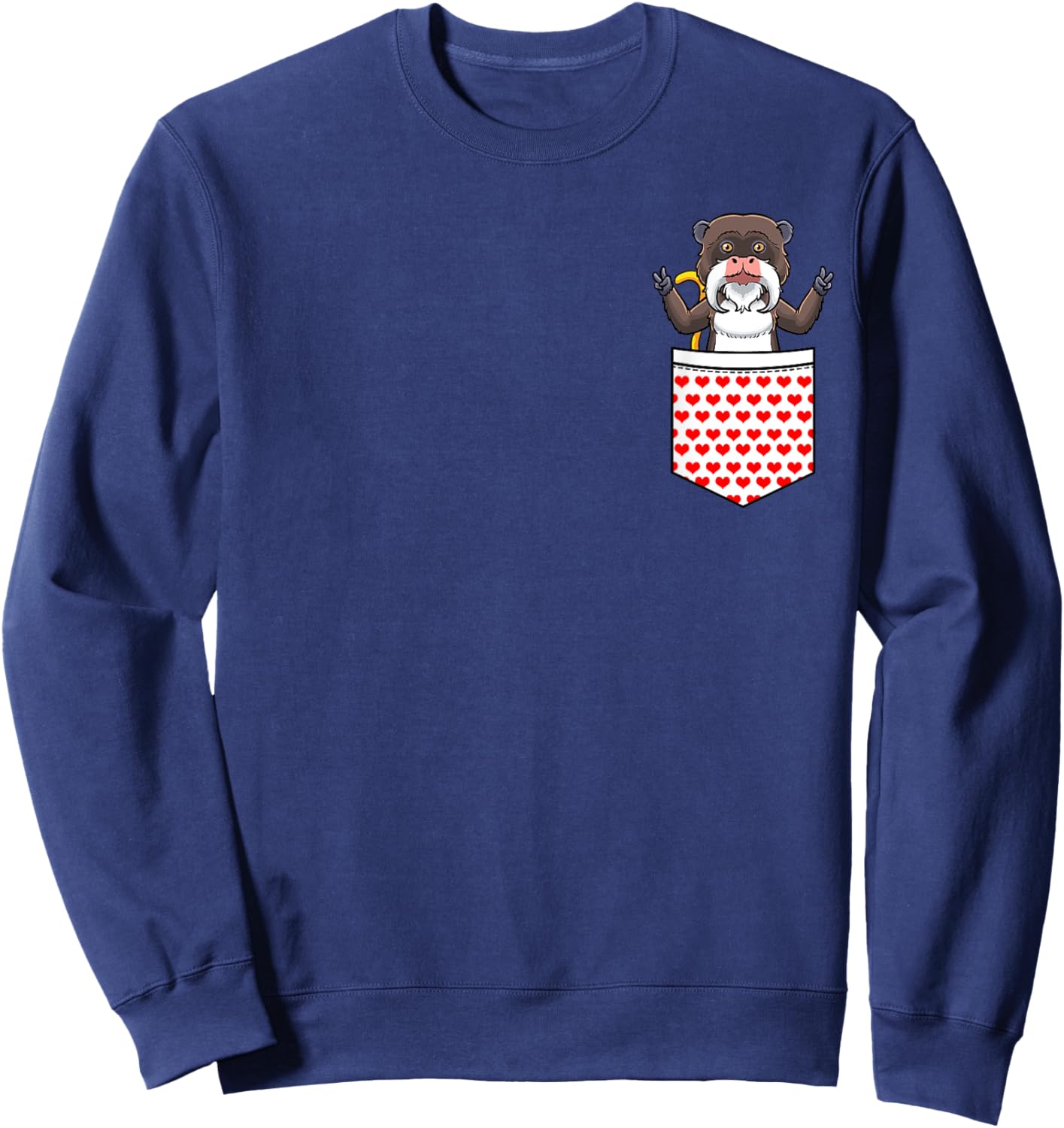 Tamarin Monkey In Pocket Sweatshirt - Sweatshirt | Navy