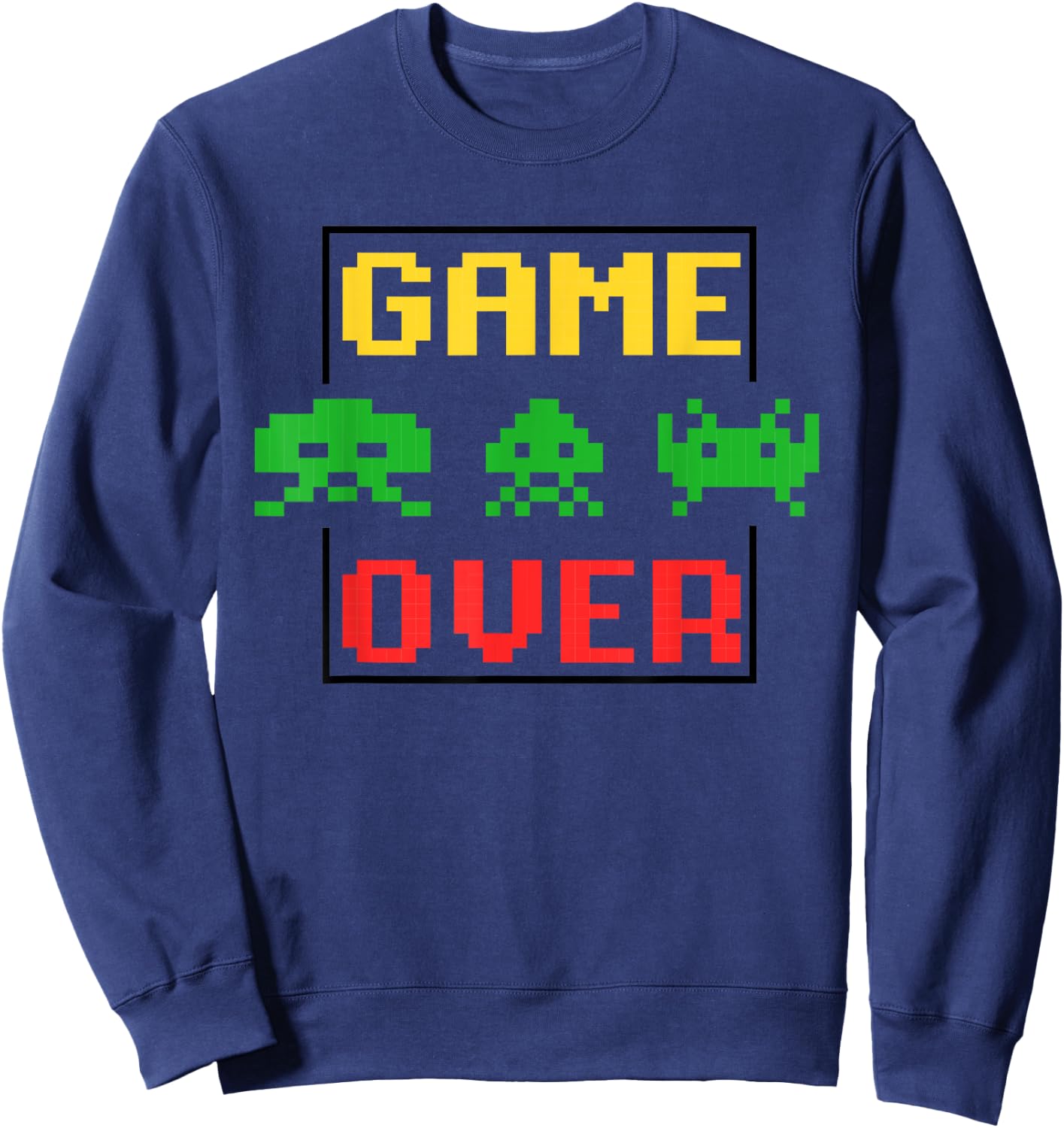 Arcade game Retro gaming Space Pixel art Vintage Invaders Sweatshirt - Sweatshirt | Navy