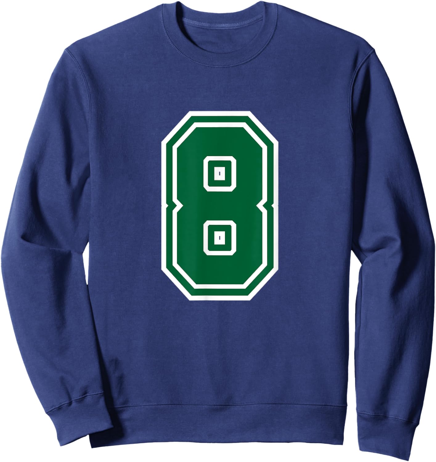 Number #8 Green Varsity Favorite Number Sweatshirt - Sweatshirt | Navy