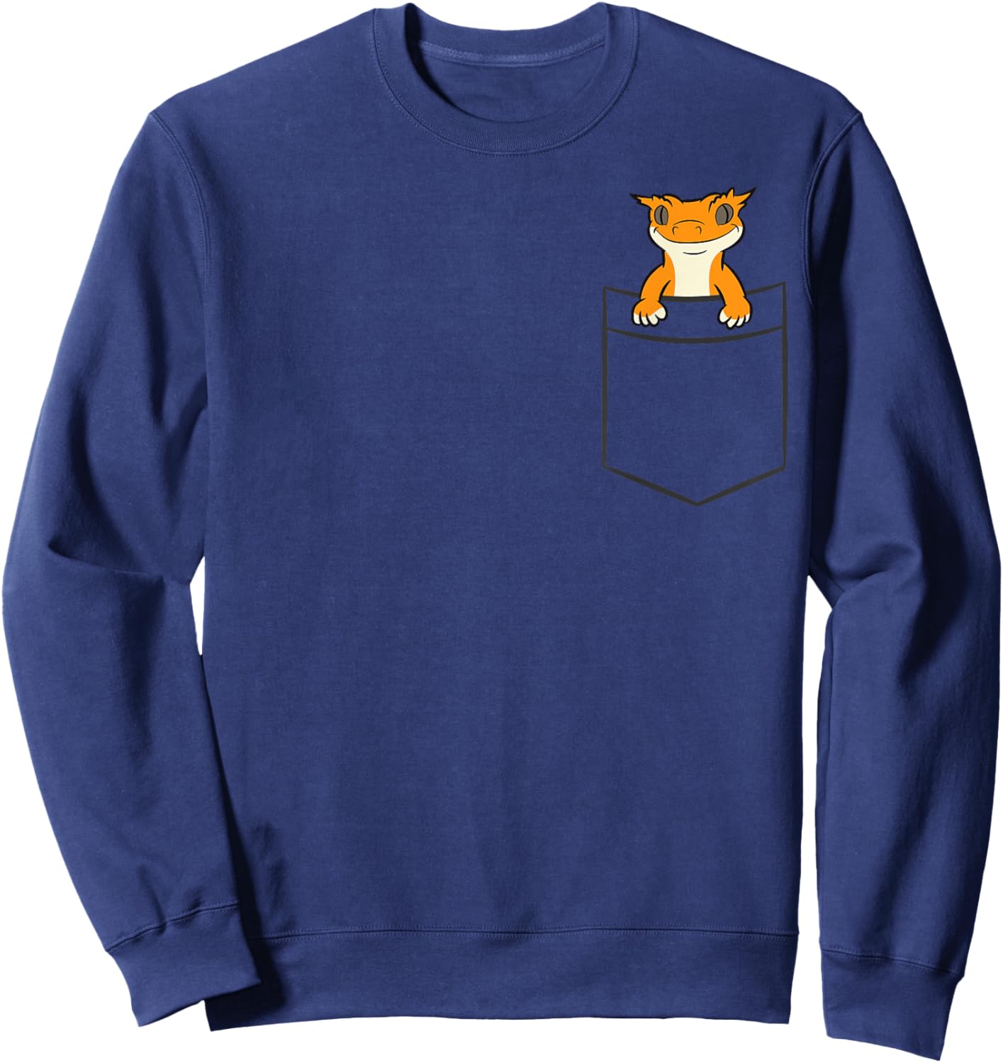Crested Gecko In A Pocket Reptile In Pocket Crested Gecko Sweatshirt - Sweatshirt | Navy
