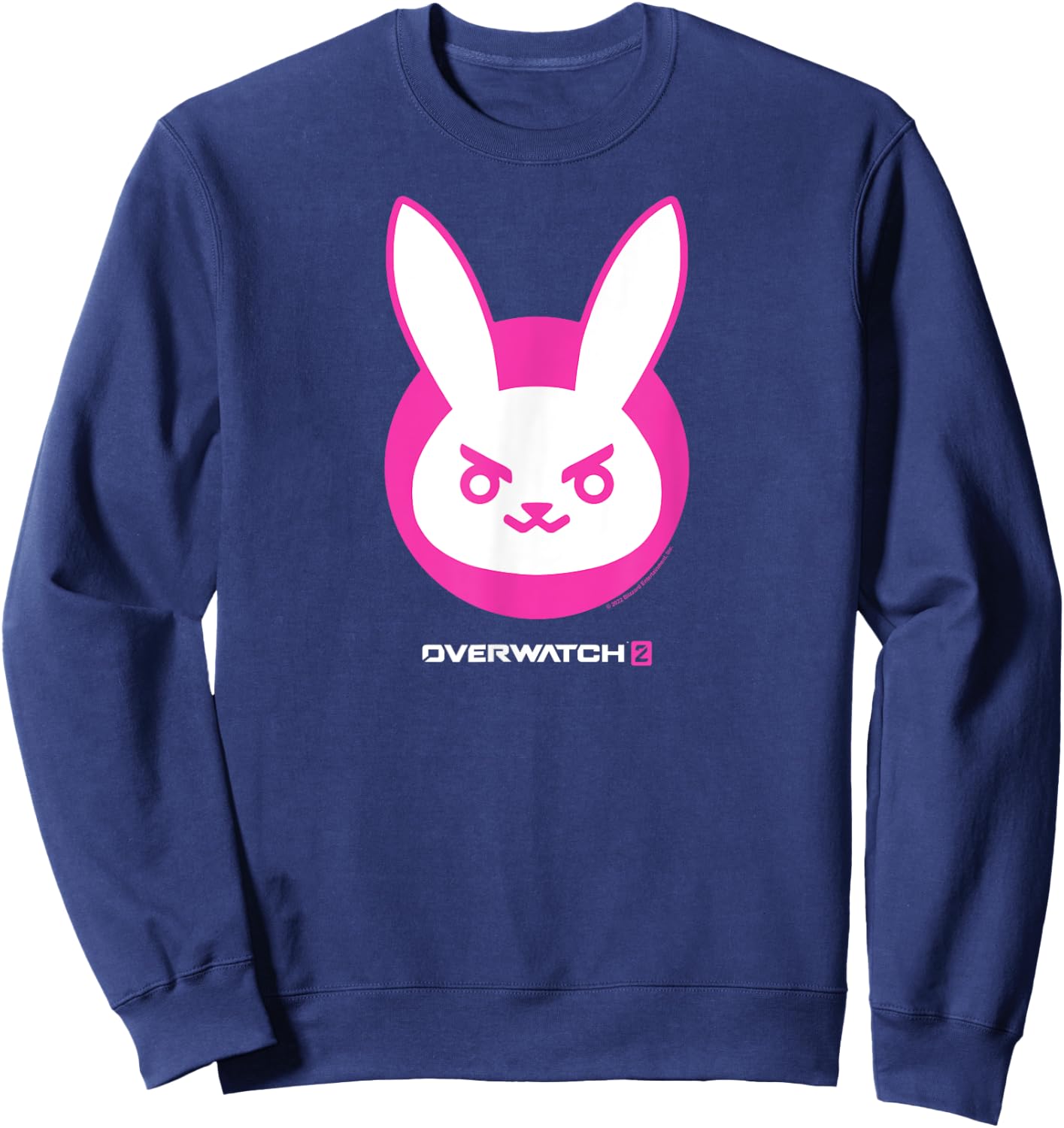 Overwatch 2 D.Va White & Pink Rabbit Centre Icon Logo Sweatshirt - Sweatshirt | Navy