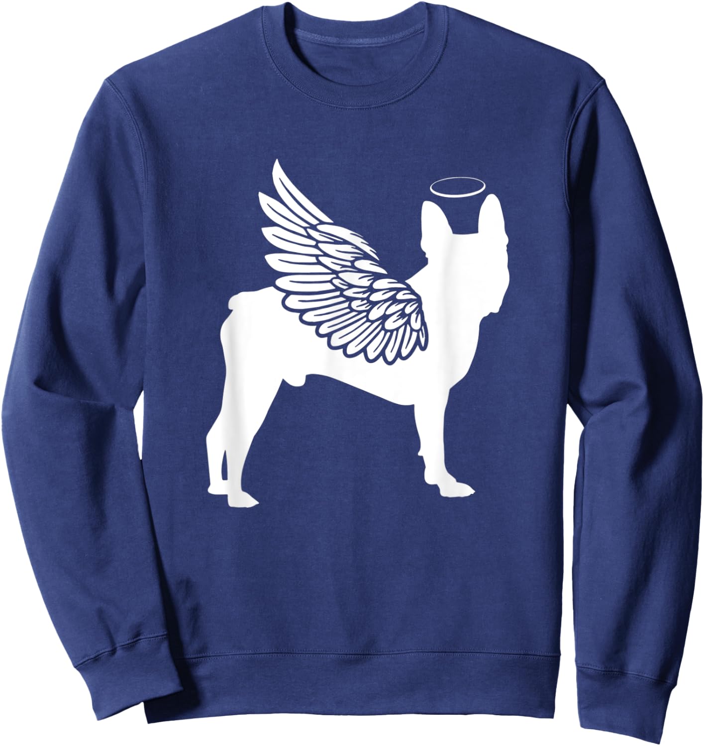 Boston Terrier With Angel Wings Sweatshirt - Sweatshirt | Navy