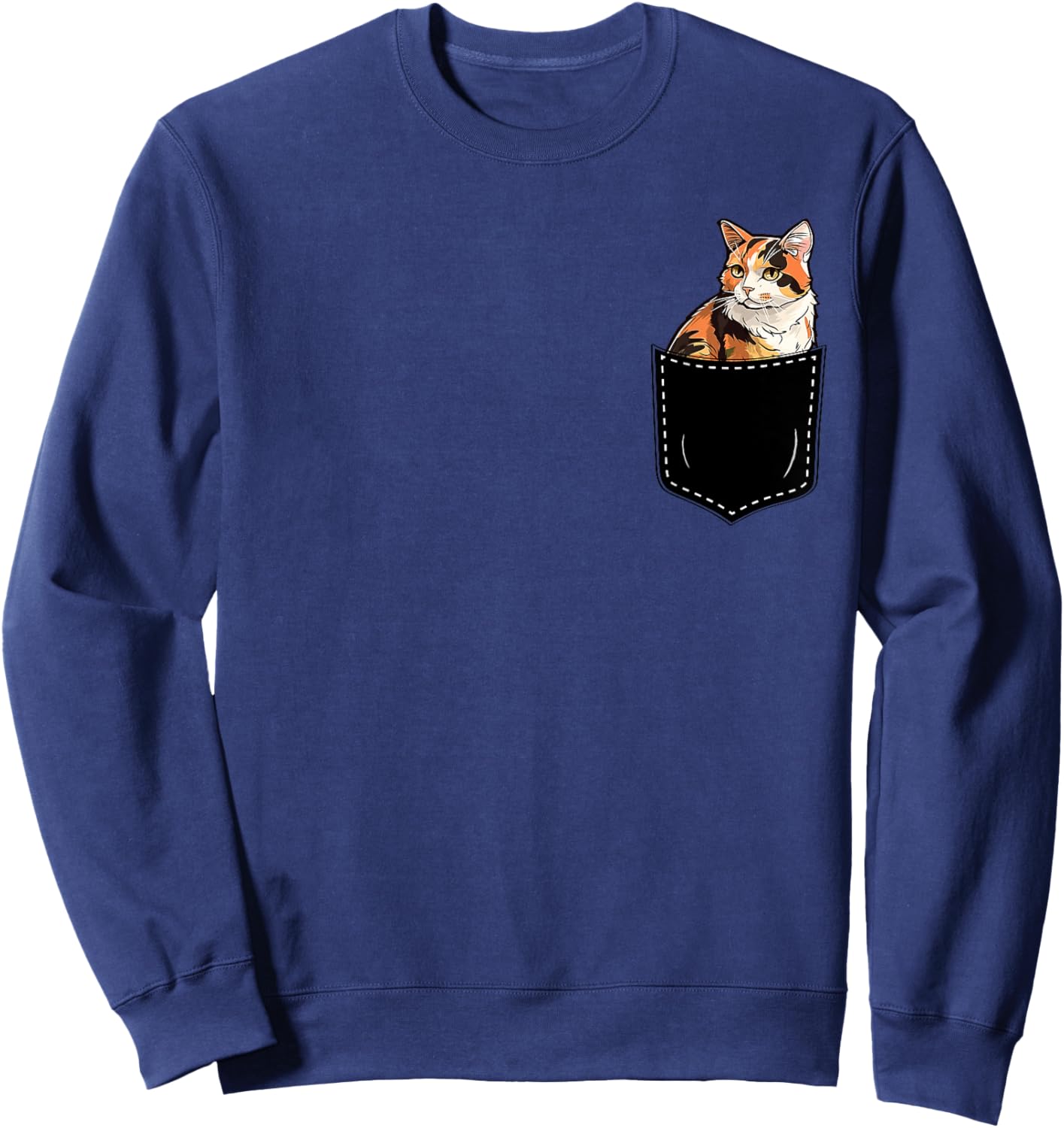 Calico Cat Kitten in Pocket Cute Calico Cat Lovers Women Girls Kids Sweatshirt - Sweatshirt | Navy