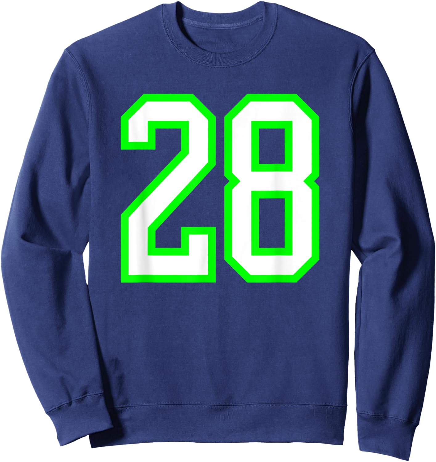 Sports Team Jersey #28 White Lime Jersey Number 28 Sweatshirt - Sweatshirt | Navy
