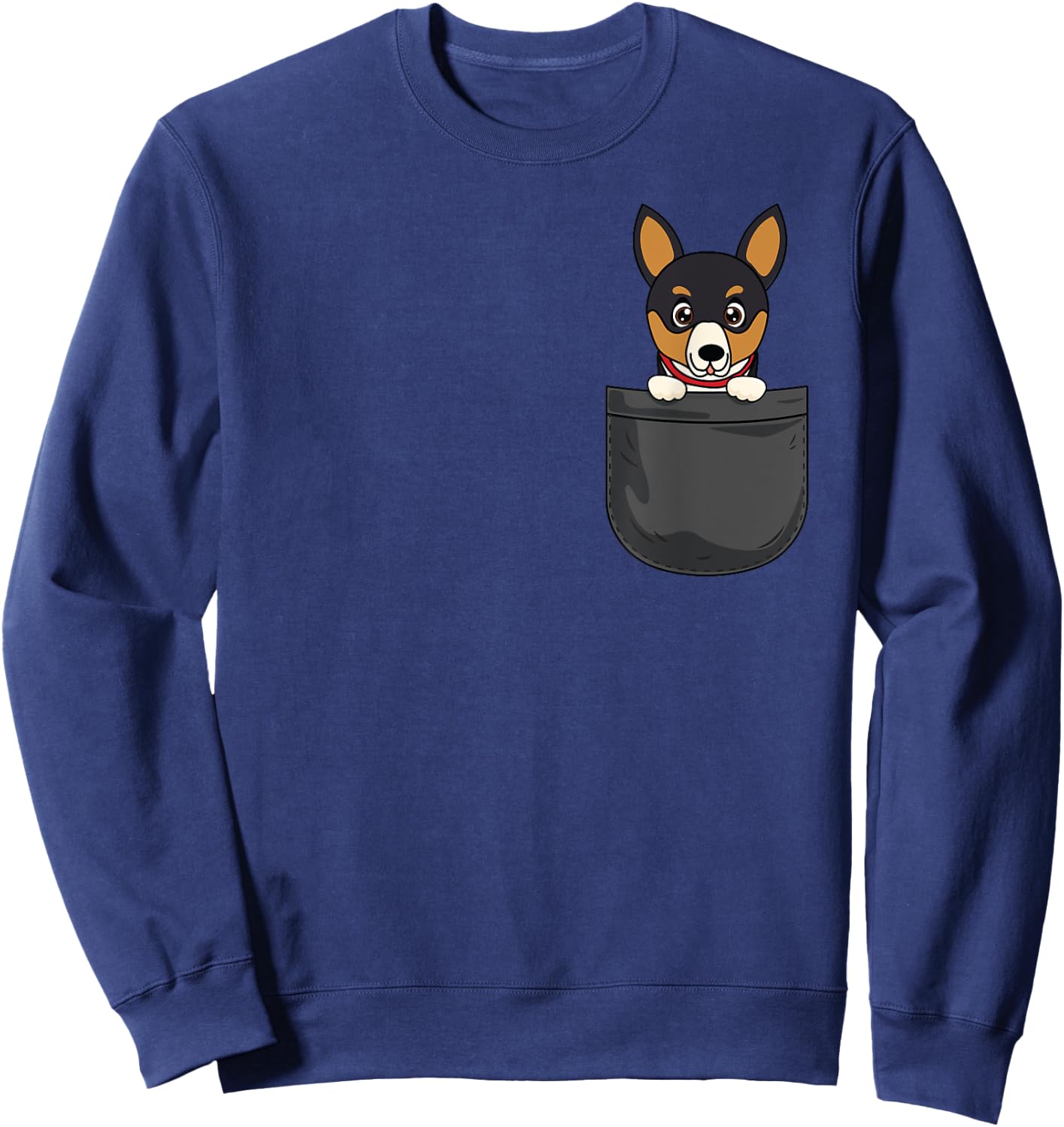 Rat Terrier Mom Dad Dog In Pocket Cute Funny Pet Lover Gift Men Women Kids Sweatshirt - Sweatshirt | Navy