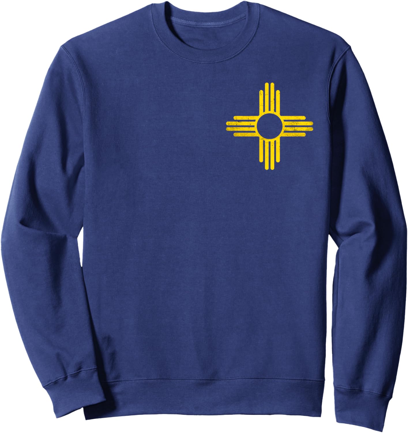 Vintage New Mexico Flag Yellow Zia Sun Symbol Sweatshirt - Sweatshirt | Navy