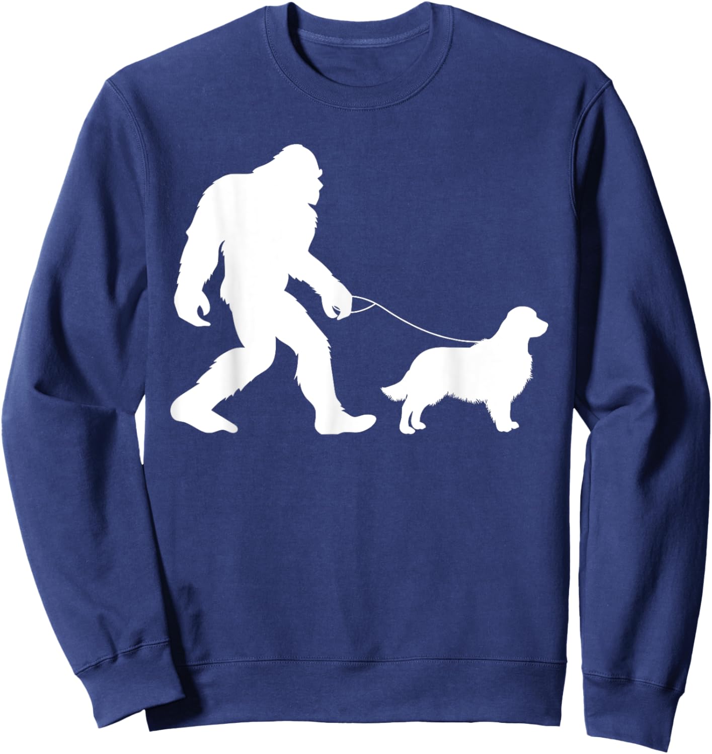 Fun Bigfoot Sasquatch Walking Golden Retriever Gag Gift Sweatshirt - Sweatshirt | Navy