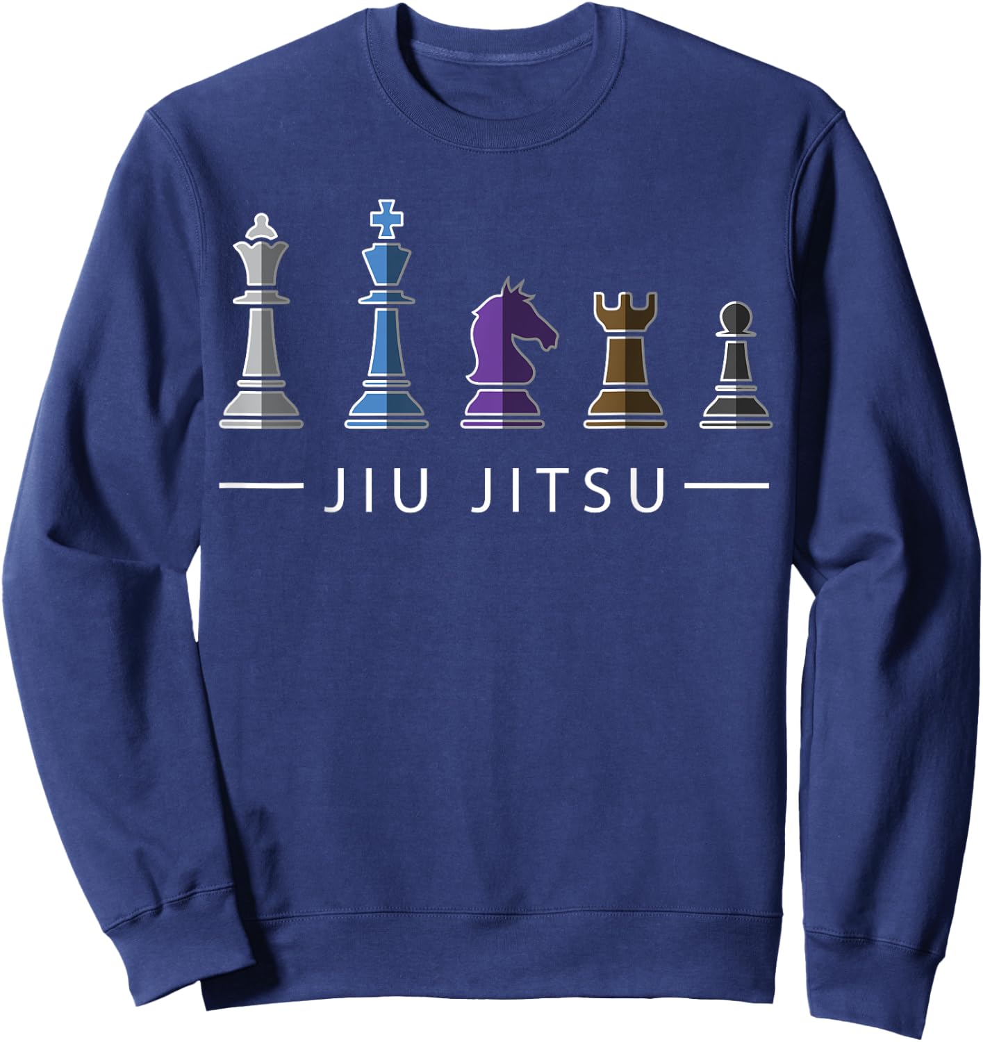 Funny BJJ Brazilian Jiu Jitsu Chess Belt Fighter MMA Gifts Sweatshirt - Sweatshirt | Navy