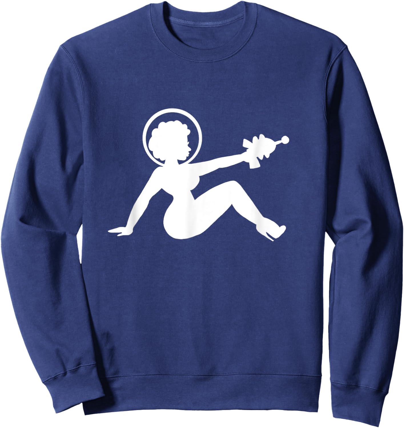 Retro Space Babe Mudflap Girl Pinup Sweatshirt - Sweatshirt | Navy
