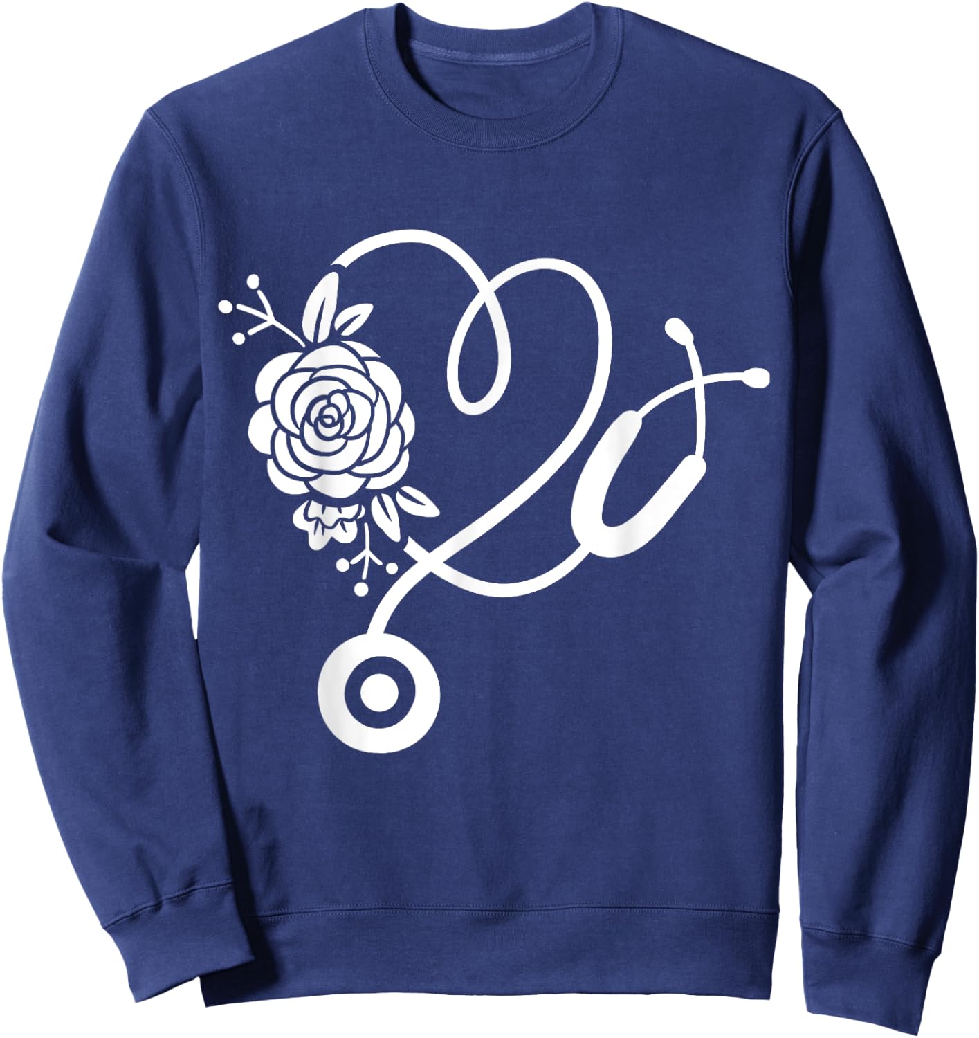 Stethoscope Flower Doctor Nurse RN PA Sweatshirt - Sweatshirt | Navy
