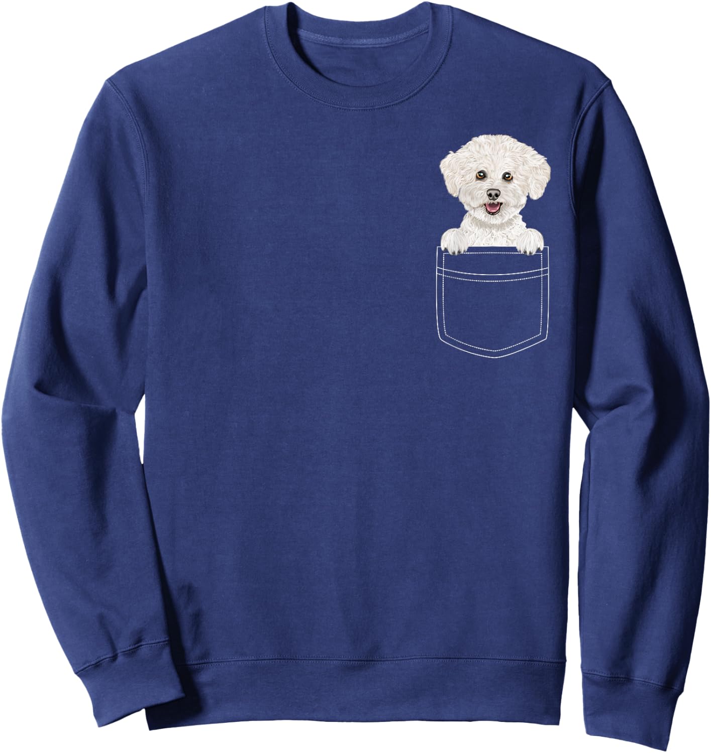 Bichons Frise Dog In Pocket Funny Dog Lover Men Women Girls Kids Sweatshirt - Sweatshirt | Navy
