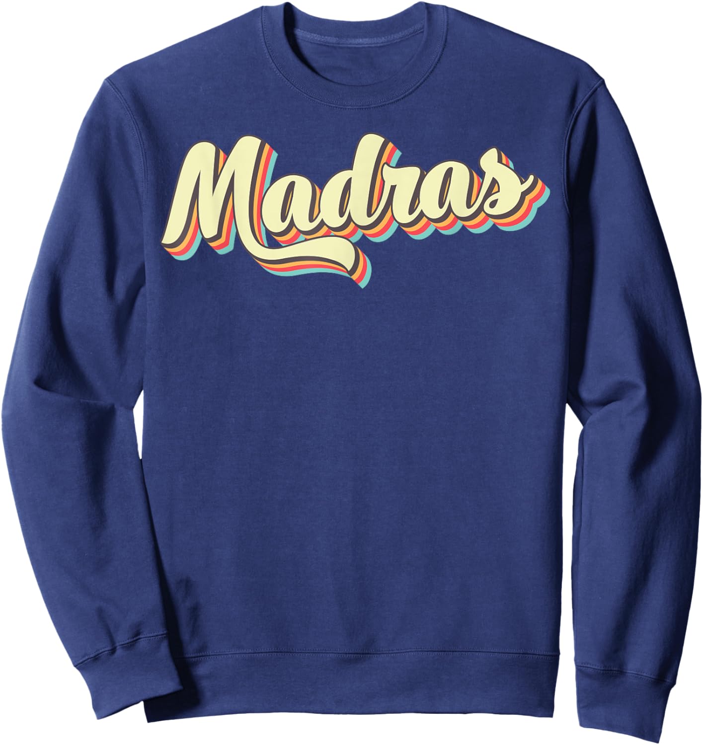 Madras Retro Art Baseball Font Vintage Sweatshirt - Sweatshirt | Navy
