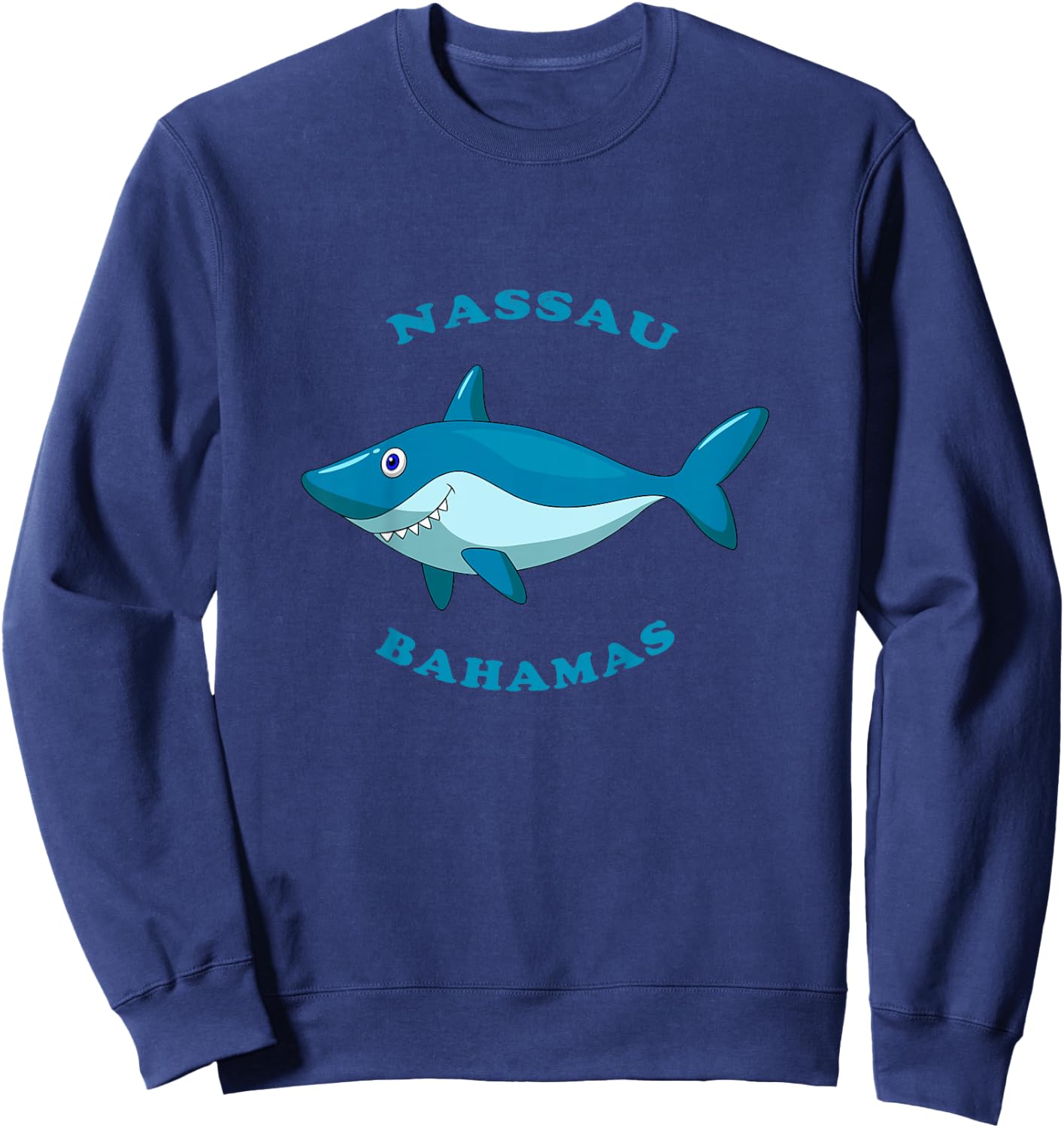 Kids Nassau, Bahamas Vintage Children's Shark Vacation Gift Sweatshirt - Sweatshirt | Navy