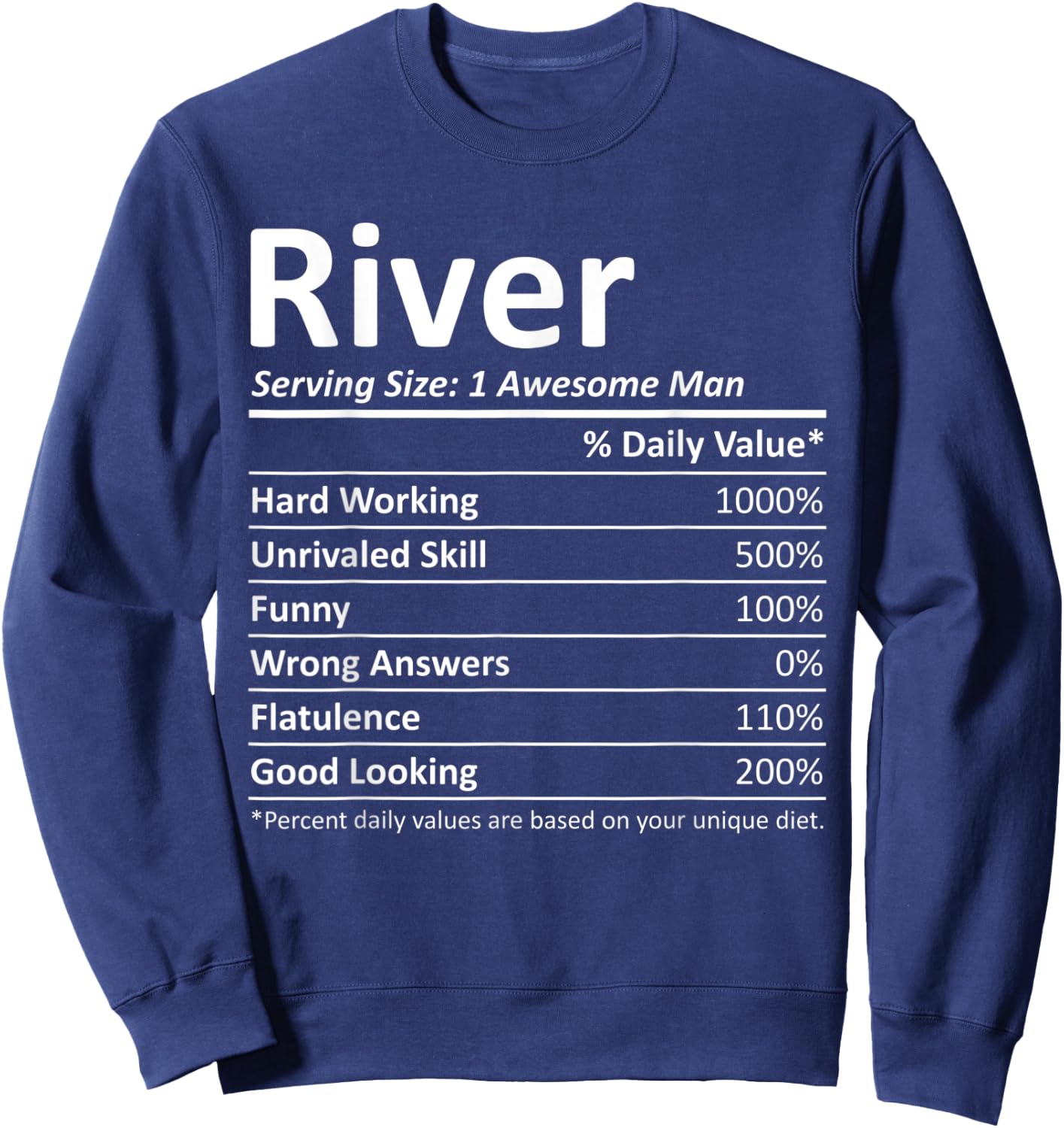 RIVER Nutrition Funny Birthday Personalized Name Gift Sweatshirt - Sweatshirt | Navy