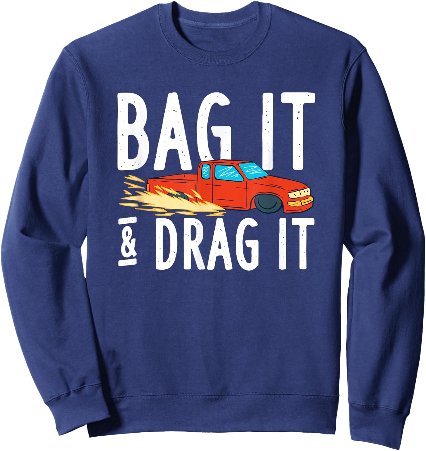 Bag it and Dragit Bagged Mini Truck Lowrider Diesel Engine Sweatshirt - Sweatshirt | Navy