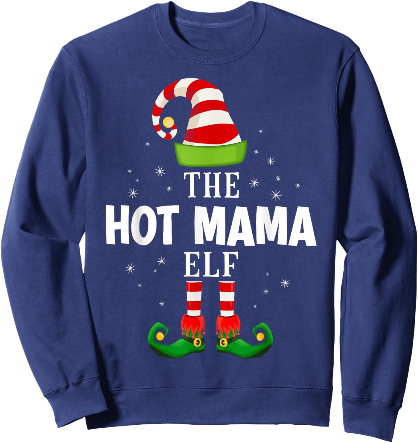 The Hot Mama Elf Christmas PJS Matching Pajama Sweatshirt - Sweatshirt | Navy