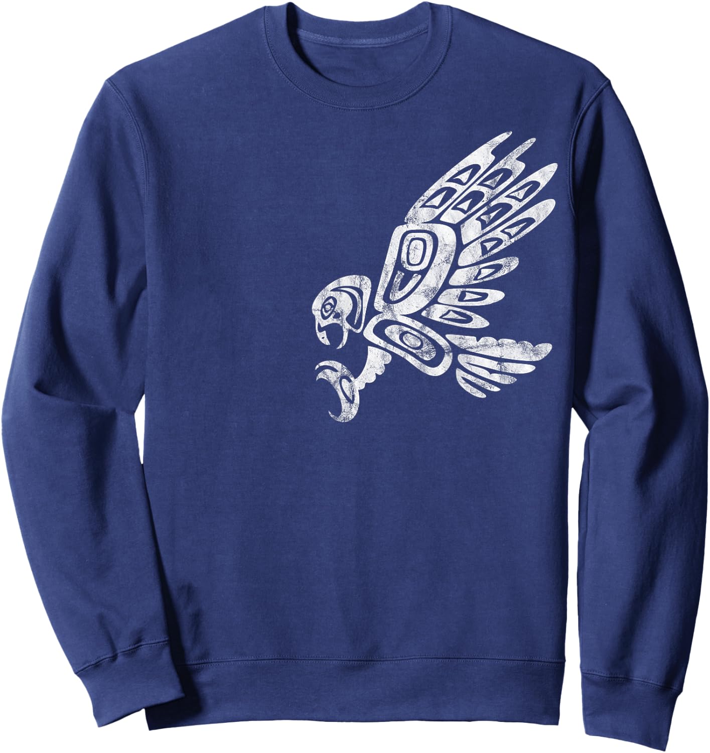 Falcon Abstract Haida Art Pacific Northwest Coast Bird Sweatshirt - Sweatshirt | Navy