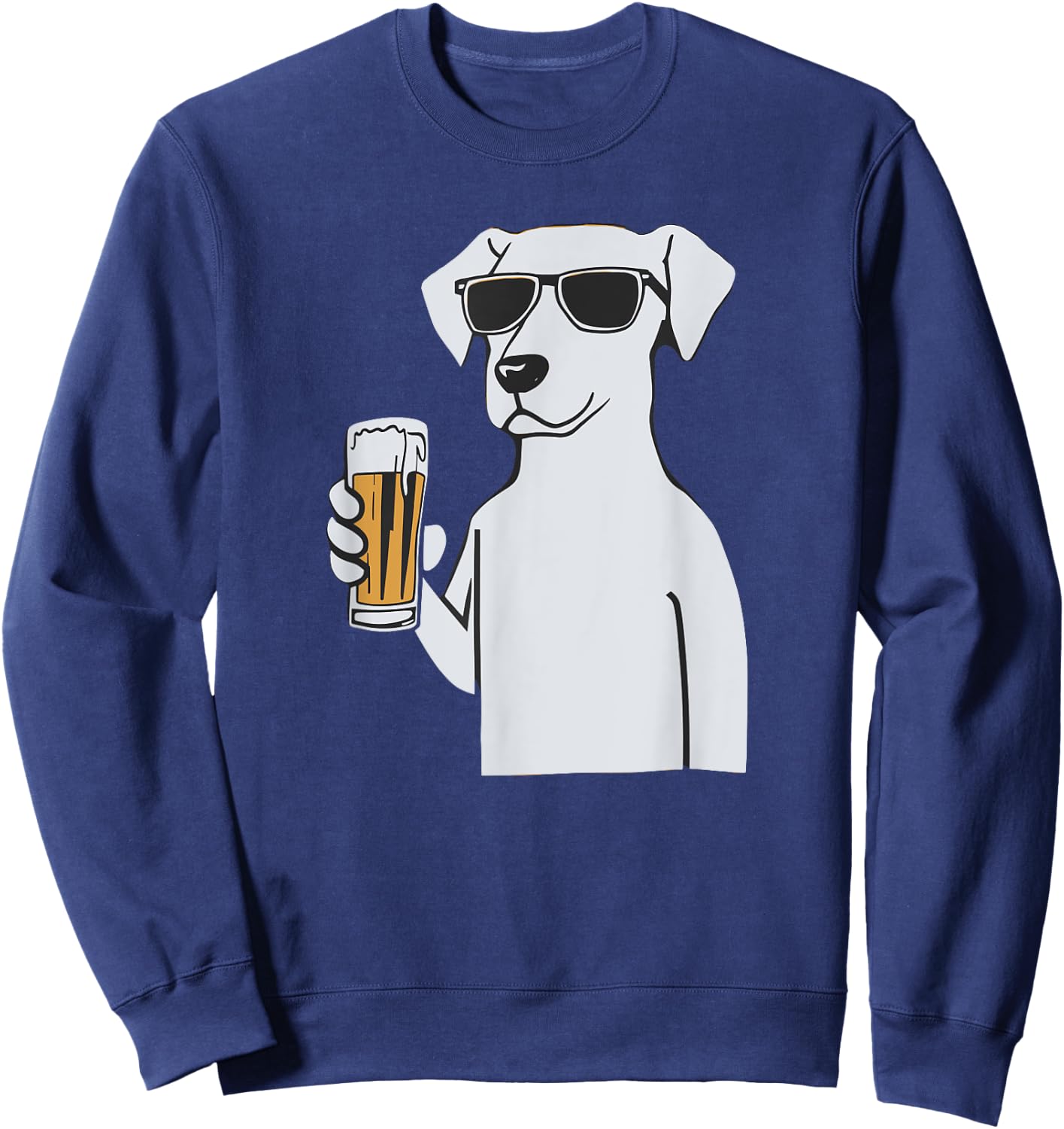 Cool Dog Sunglasses Drinking Beer Dogs Men Women Sweatshirt - Sweatshirt | Navy