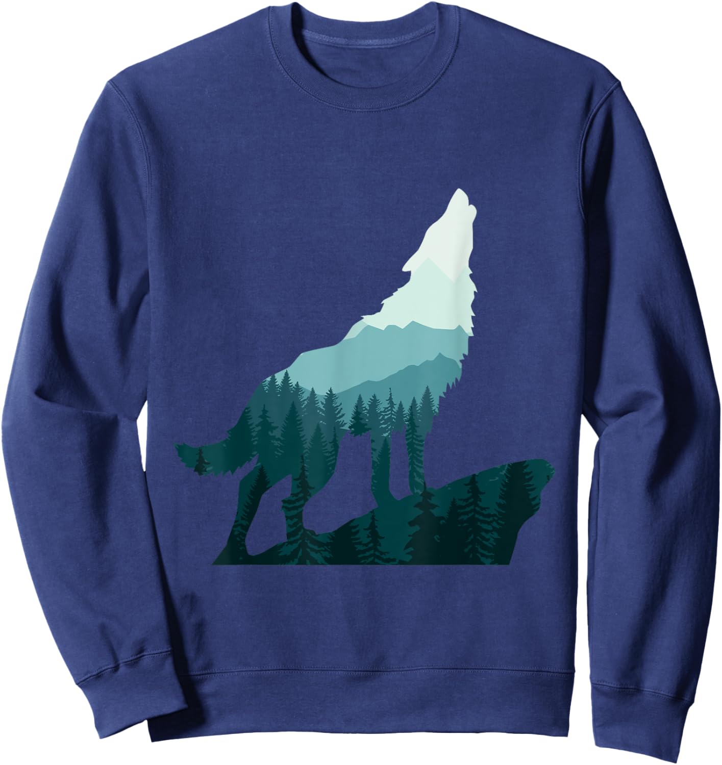 Landscape Outdoor Nature Forest Mountains Camping Wolf Howls Sweatshirt - Sweatshirt | Navy