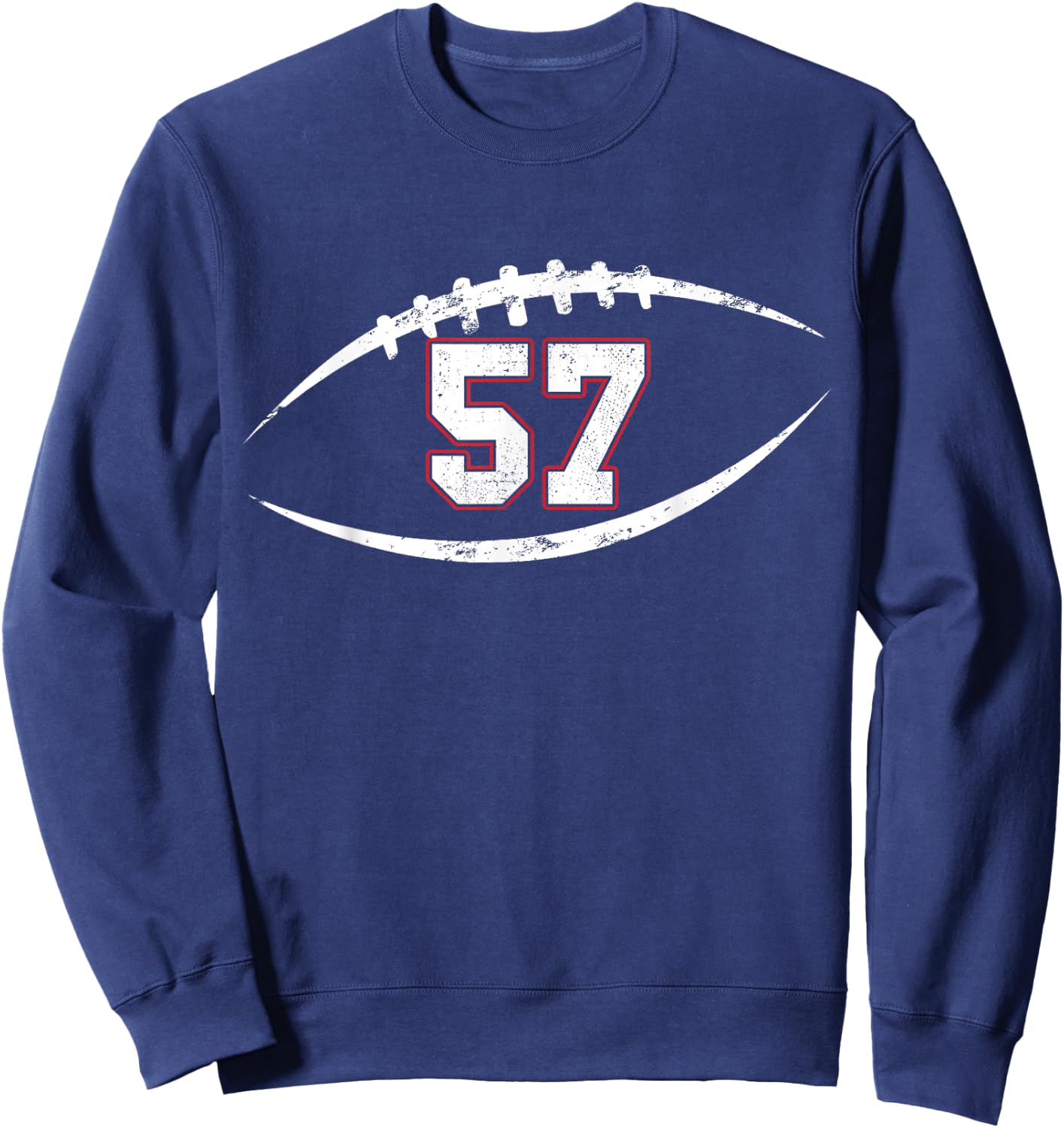 57 Number Vintage Football Player 57 Lucky Number Birthday Sweatshirt - Sweatshirt | Navy