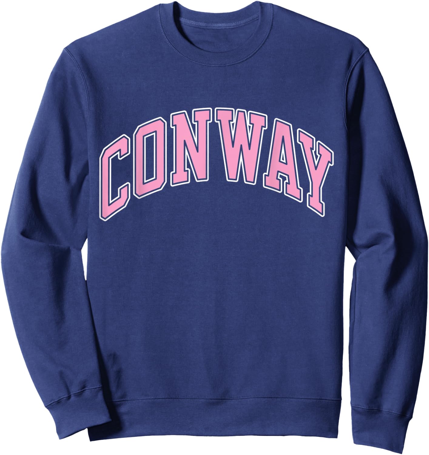 Conway Arkansas AR Varsity Style Pink Text Sweatshirt - Sweatshirt | Navy