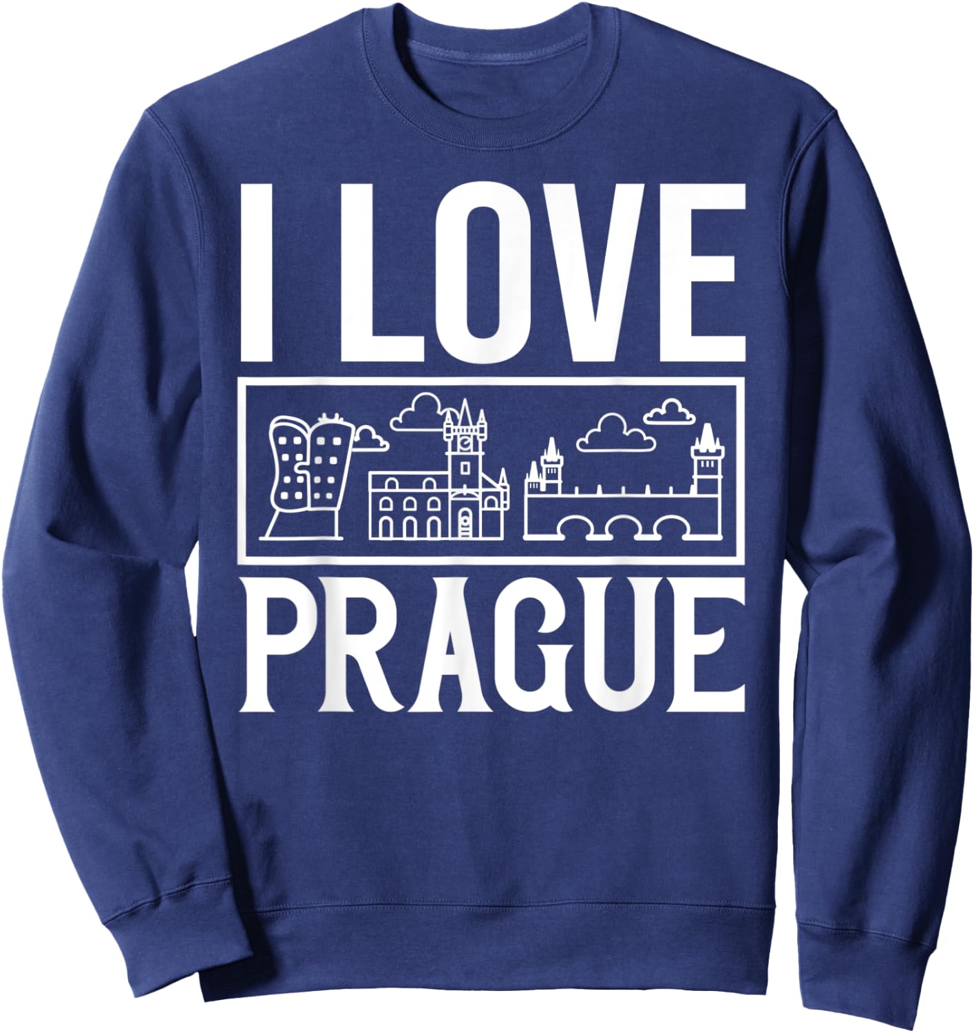 Prague Czech Republic City Skyline Map Travel Sweatshirt - Sweatshirt | Navy