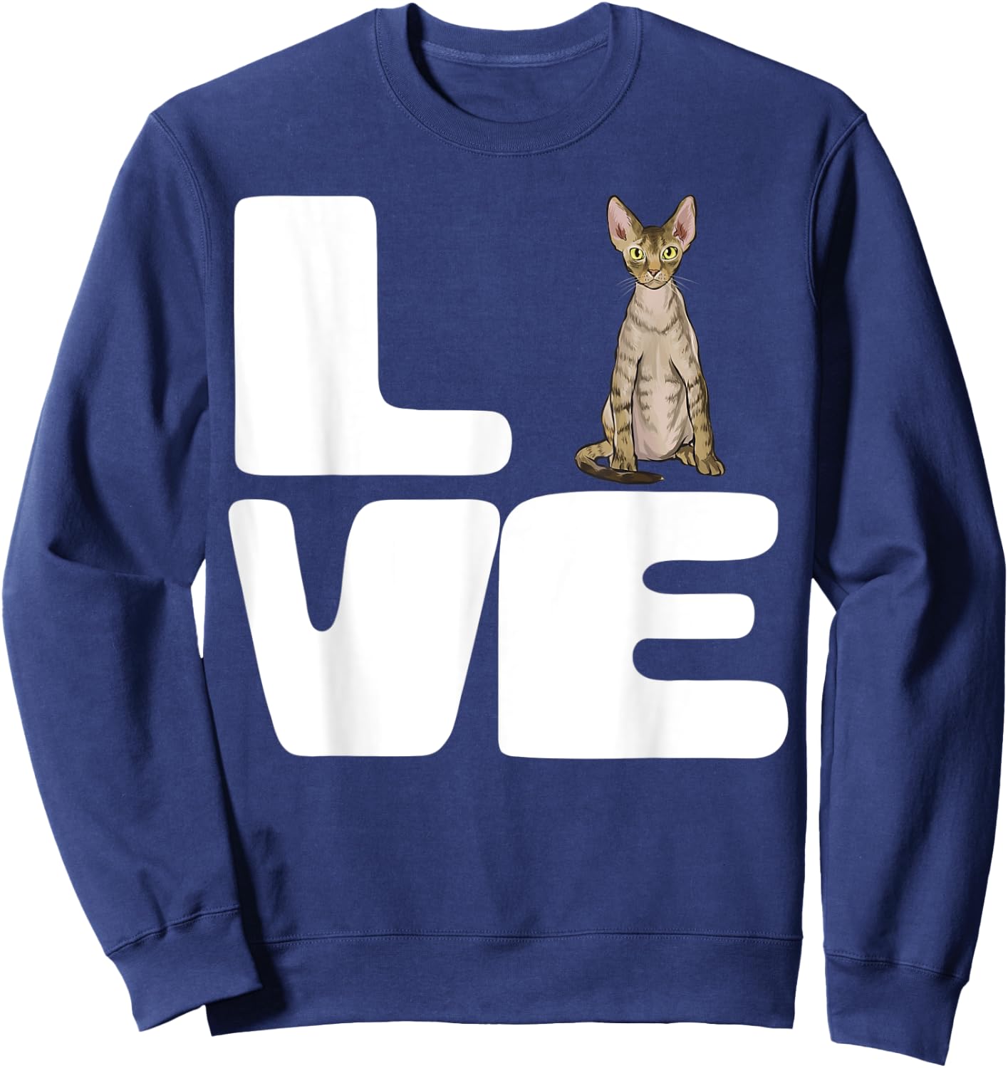 I Love My Devon Rex Cat Lover Gift Women Sweatshirt - Sweatshirt | Navy