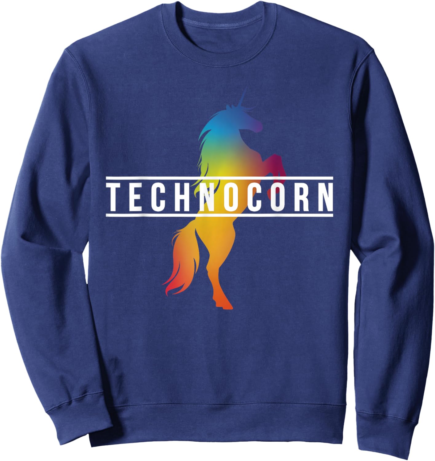 Dj I Technocorn I Techno Raver Music Festival Unicorn Sweatshirt - Sweatshirt | Navy