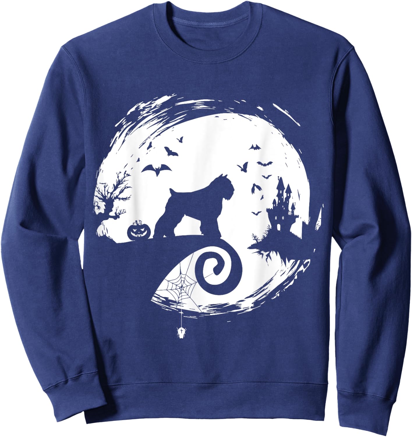 Bouvier des Flandres Halloween Costume Moon Silhouette Sweatshirt - Sweatshirt | Navy