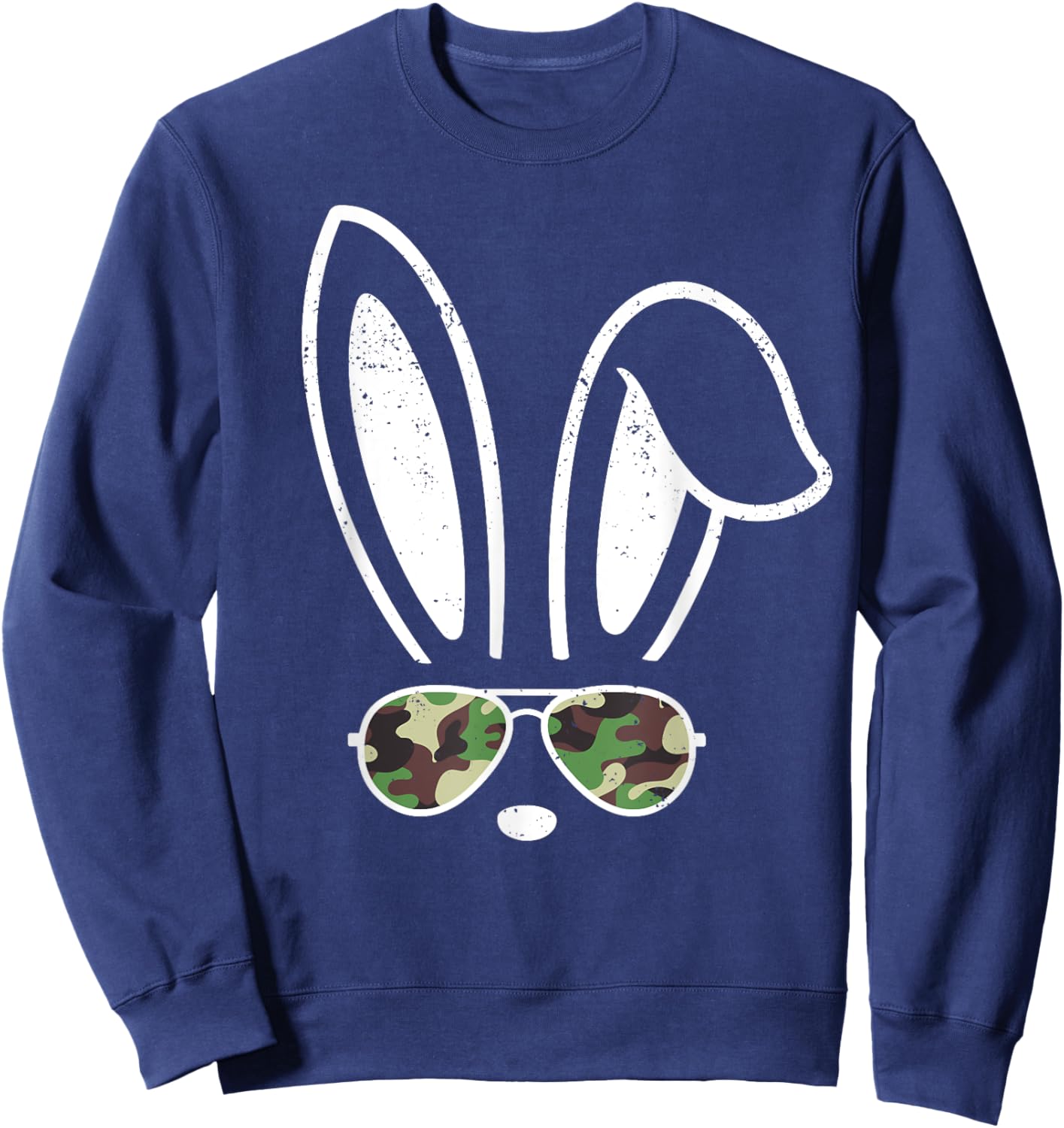 Bunny Ears Retro Sunglasses Funny Easter Camo Camouflage Sweatshirt - Sweatshirt | Navy