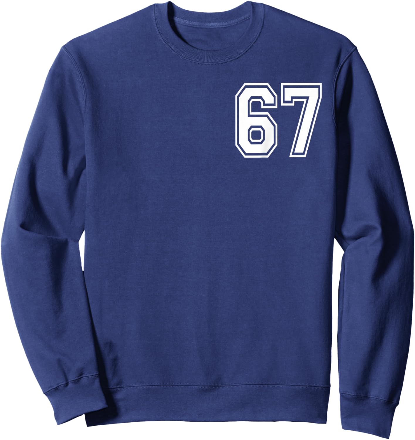 Number 67 in White Sweatshirt - Sweatshirt | Navy