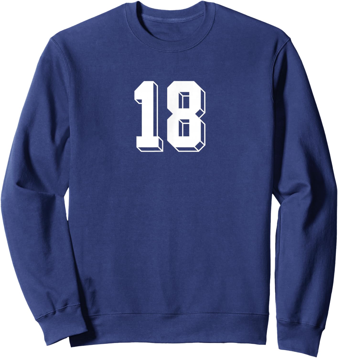 Number 18 - Retro 80s 90s Soccer Team Jersey Numbered Sweatshirt - Sweatshirt | Navy
