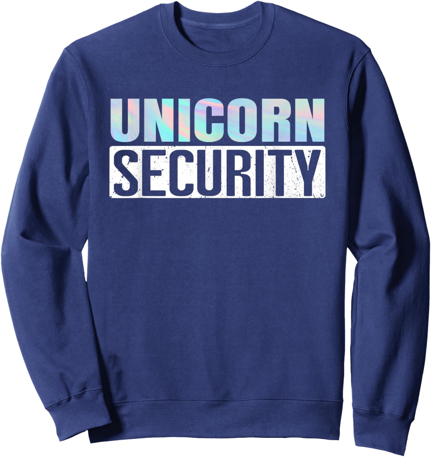 Funny Parents Halloween Store Halloween Adult Unicorn Security Black Small Classic Fit Short Sleeve Cotton 60% Polyester 40% Family (Dad, Mom, Daughter) Sweatshirt - Sweatshirt | Navy