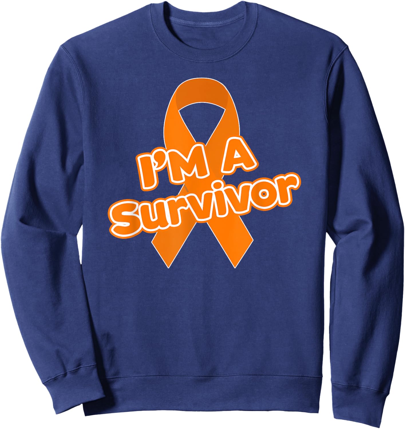 Kidney Cancer Awareness Survivor Gift Orange Ribbon Sweatshirt - Sweatshirt | Navy