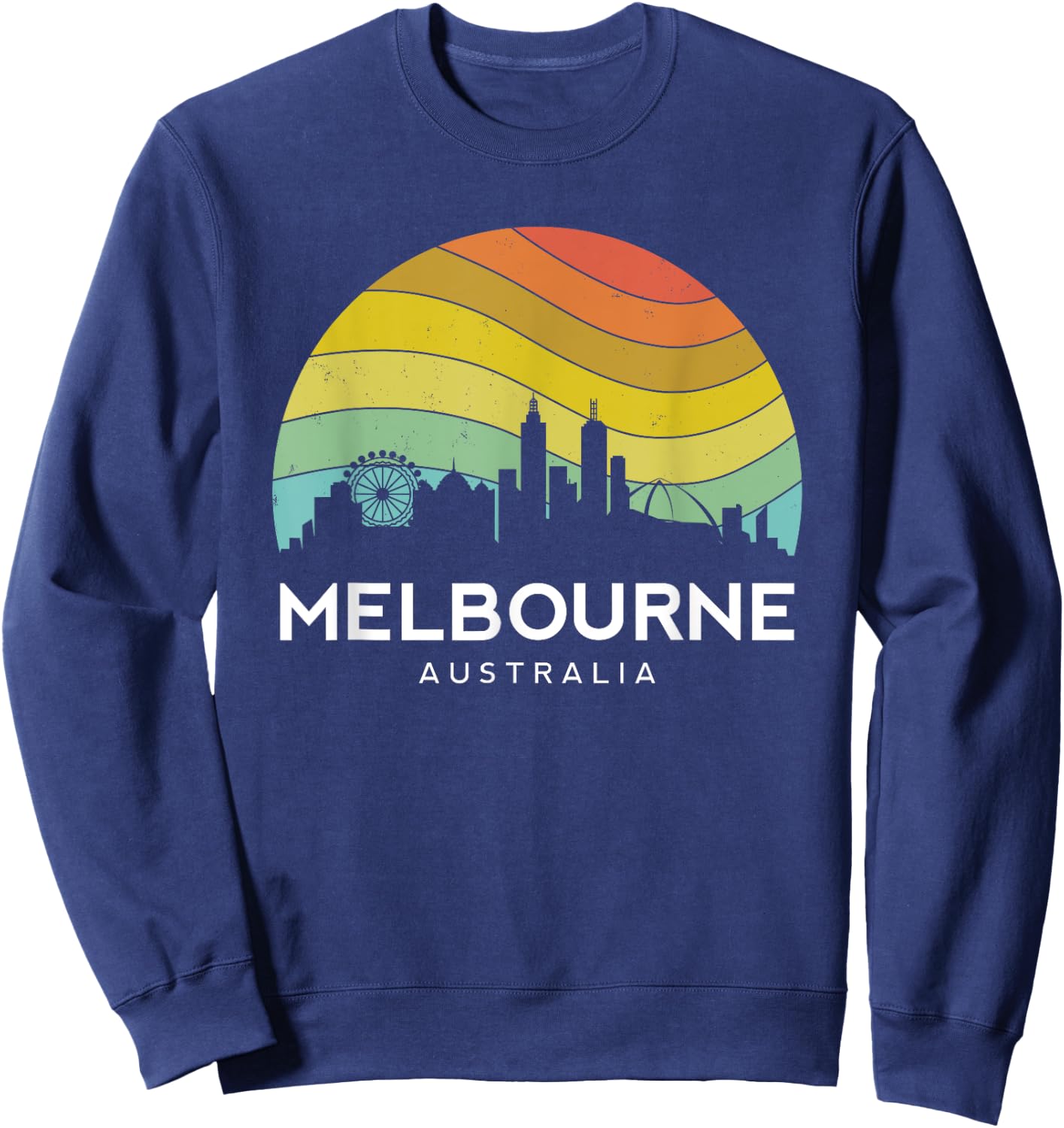 Melbourne Australia Retro Vintage Flag Outback Kangaroo Mate Sweatshirt - Sweatshirt | Navy
