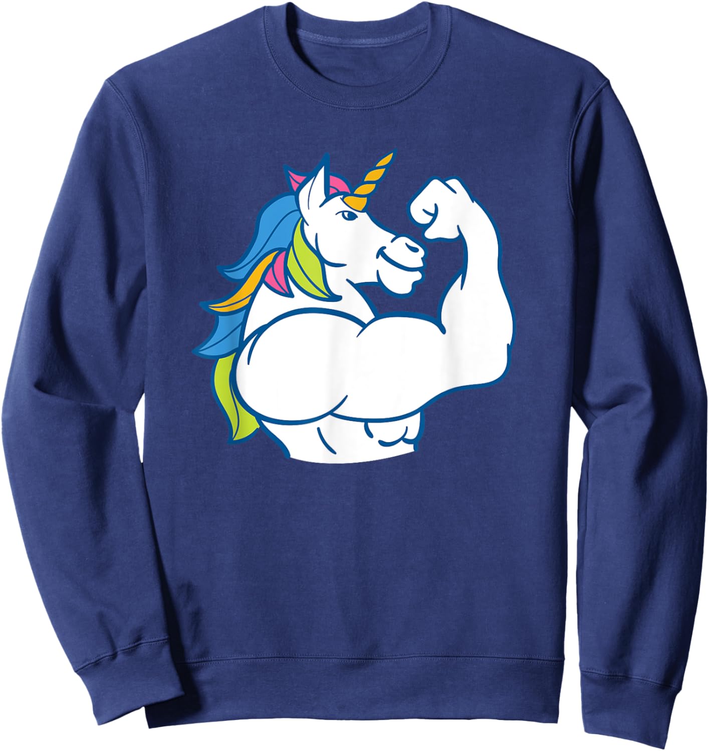 Muscular Unicorn - Funny Magical Fitness Bodybuilder Dad Sweatshirt - Sweatshirt | Navy