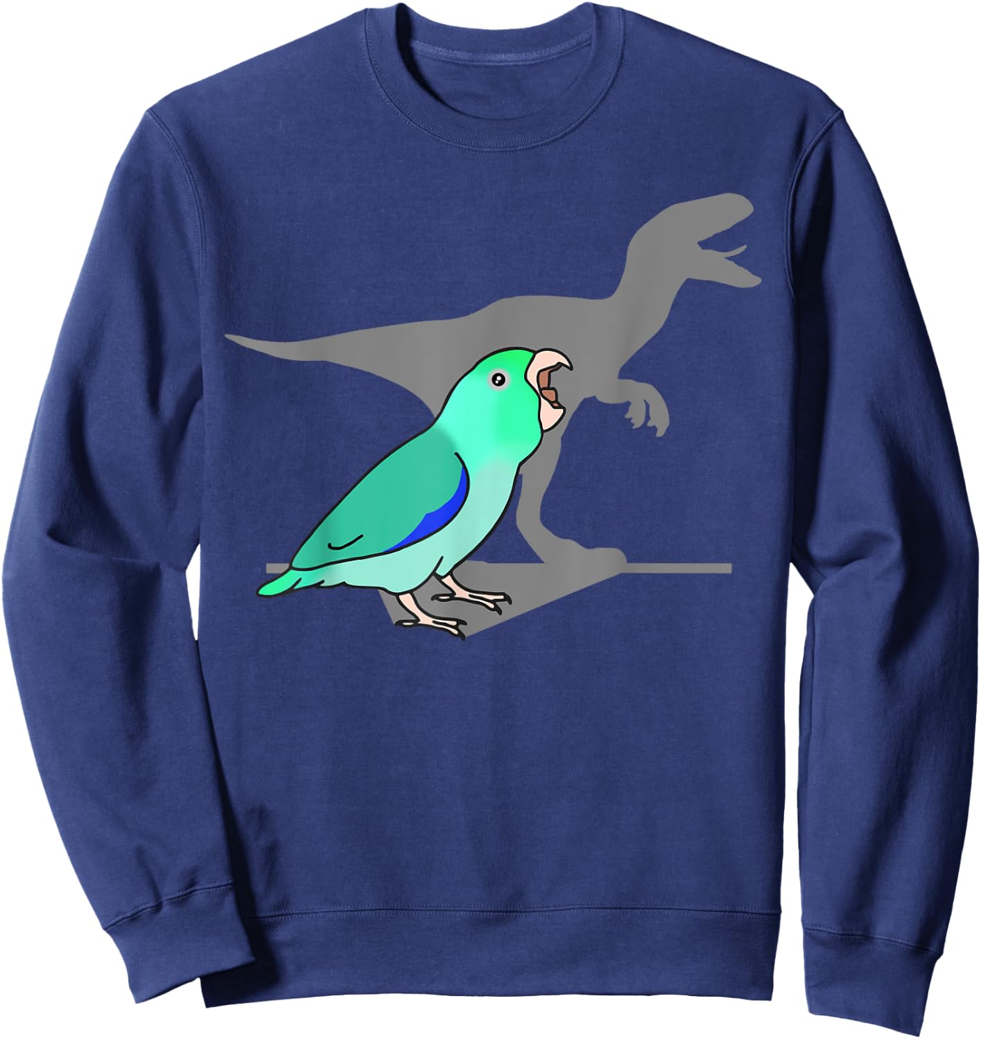 Velociraptor turquoise Parrotlet, Dinosaur Parrot Birb memes Sweatshirt - Sweatshirt | Navy
