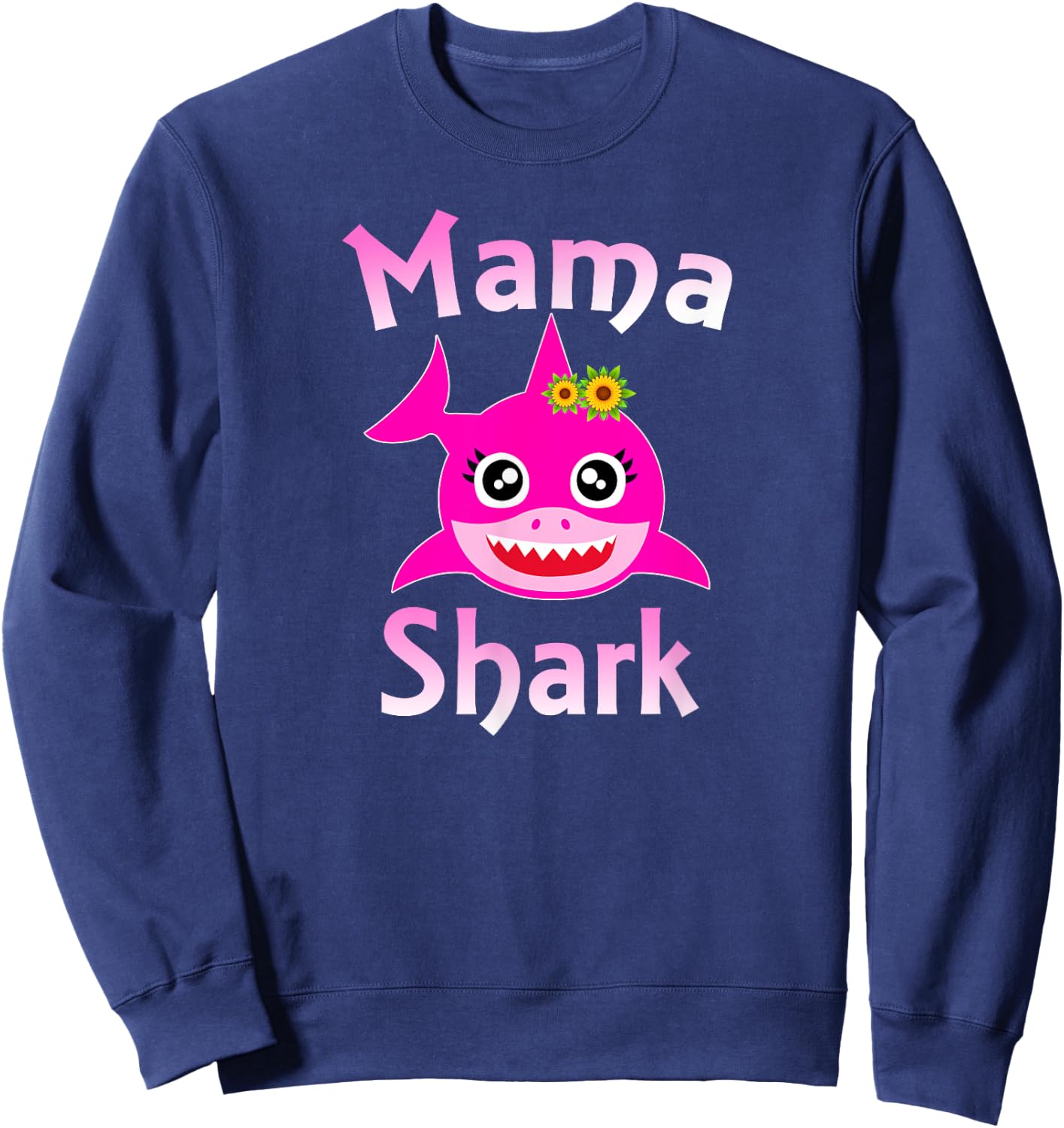 Mama Shark Funny Mom Gift Sweatshirt - Sweatshirt | Navy